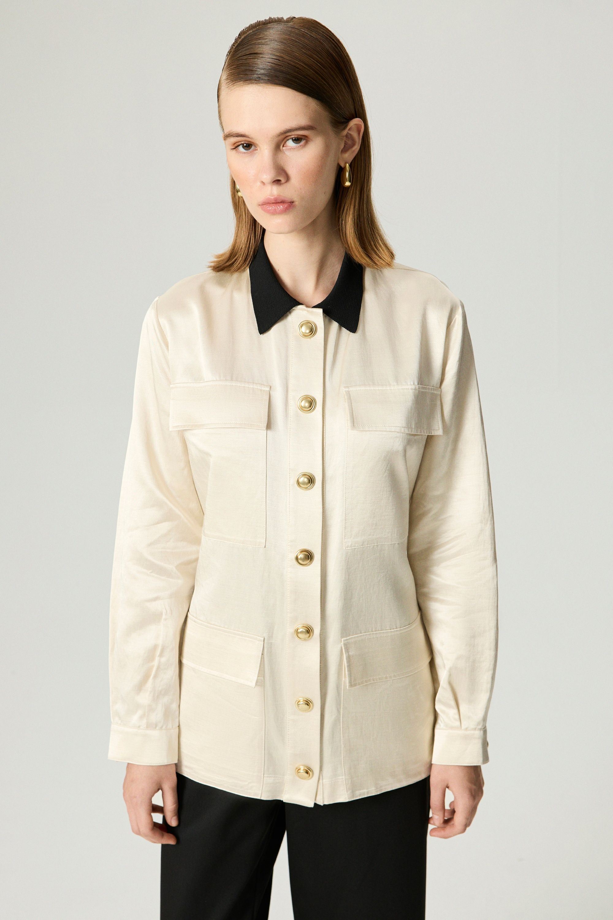 Gold Button Detailed Jacket