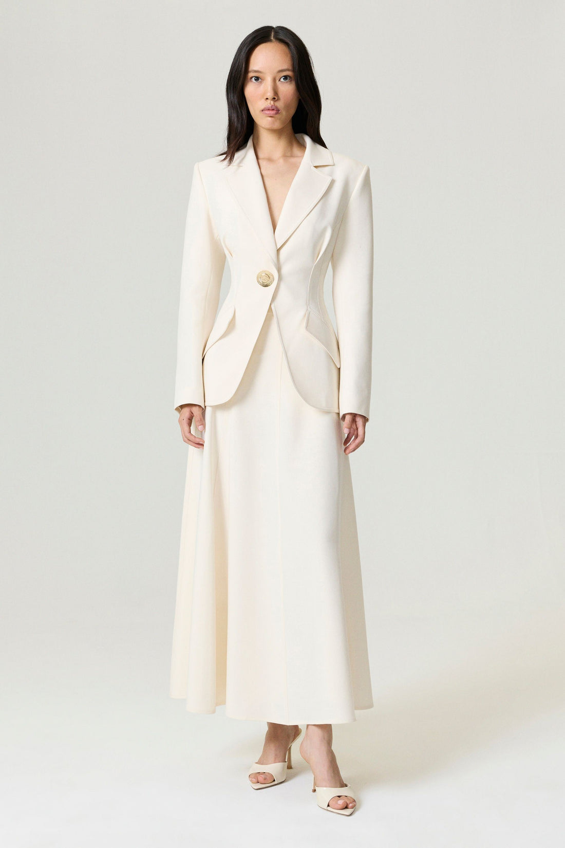 Gold Accent Padded Shoulder Jacket