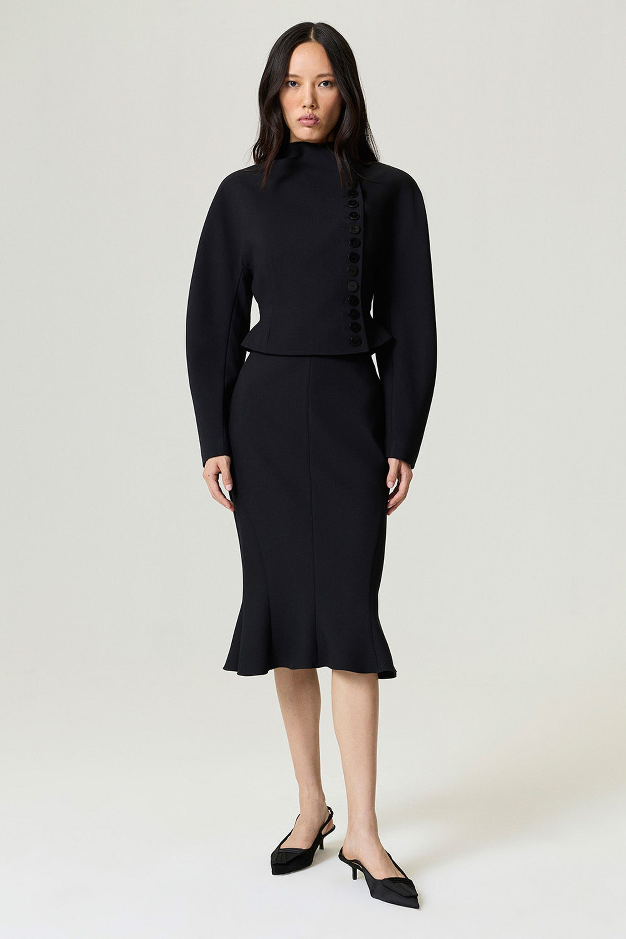 Asymmetric Buttoned Tailored Jacket