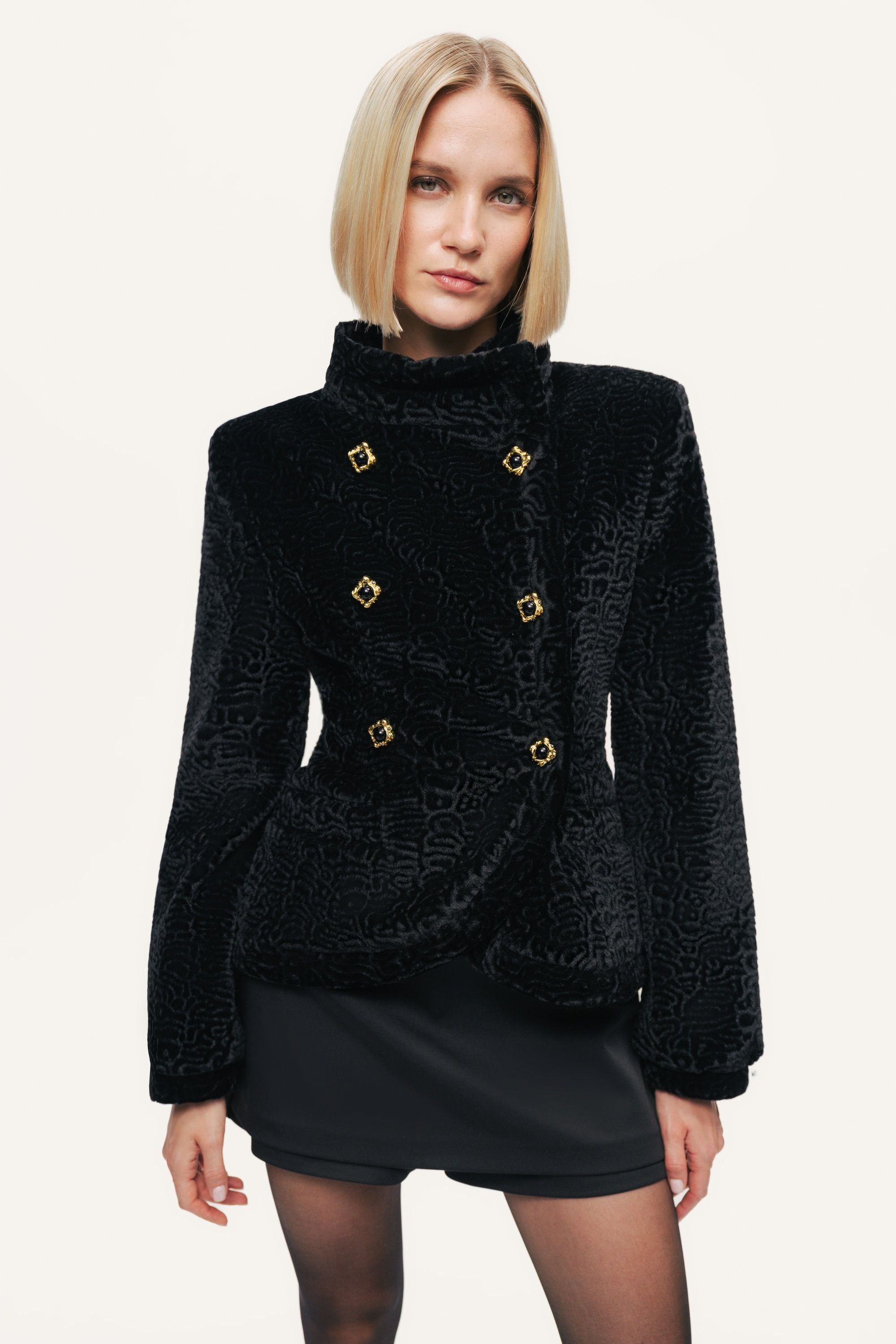 Textured High Neck Jacket