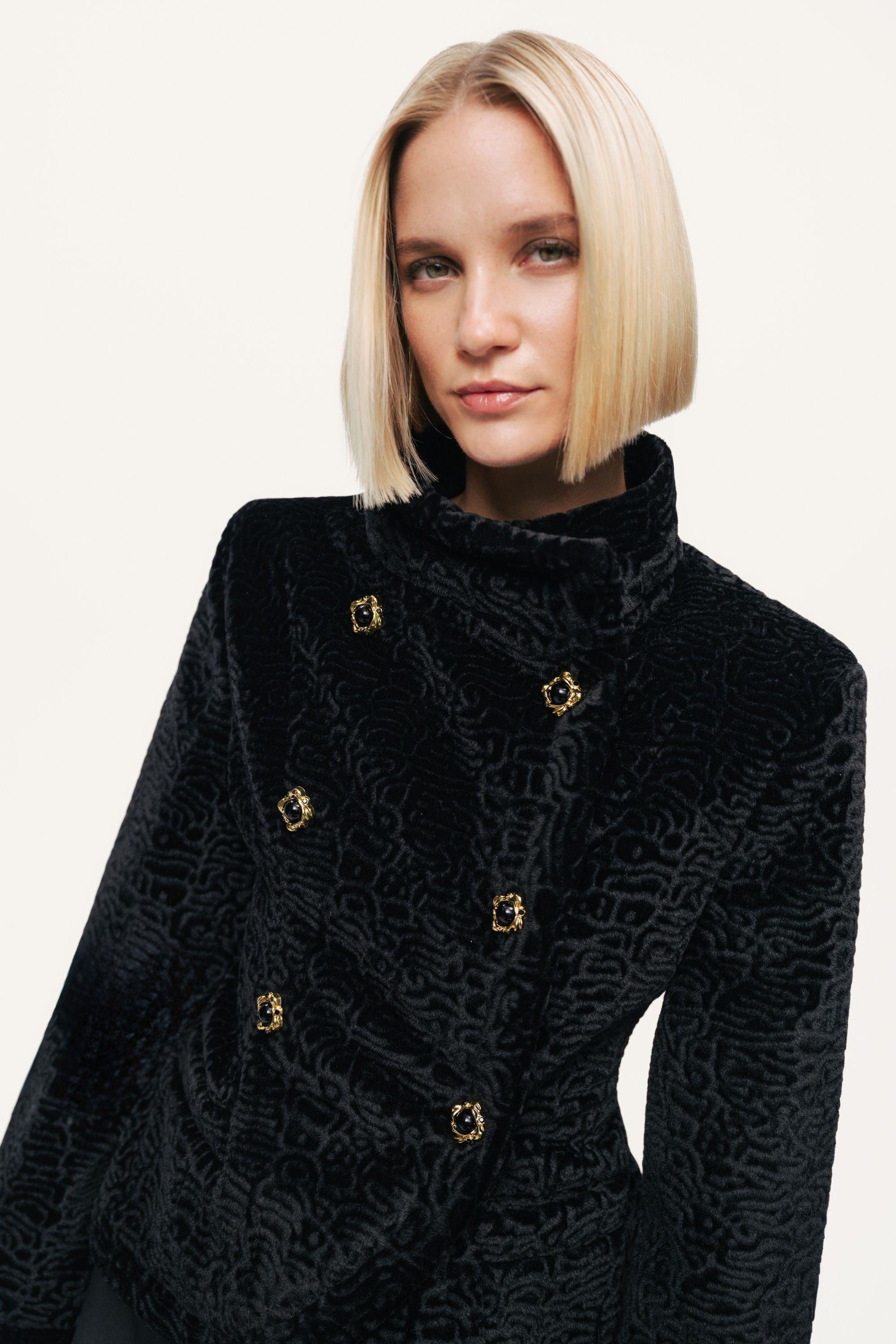 Textured High Neck Jacket