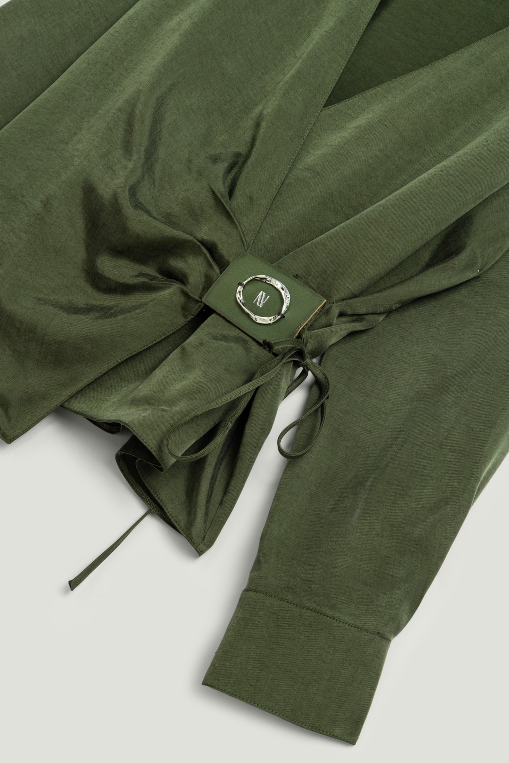 Logo Buckle Wrap Blouse