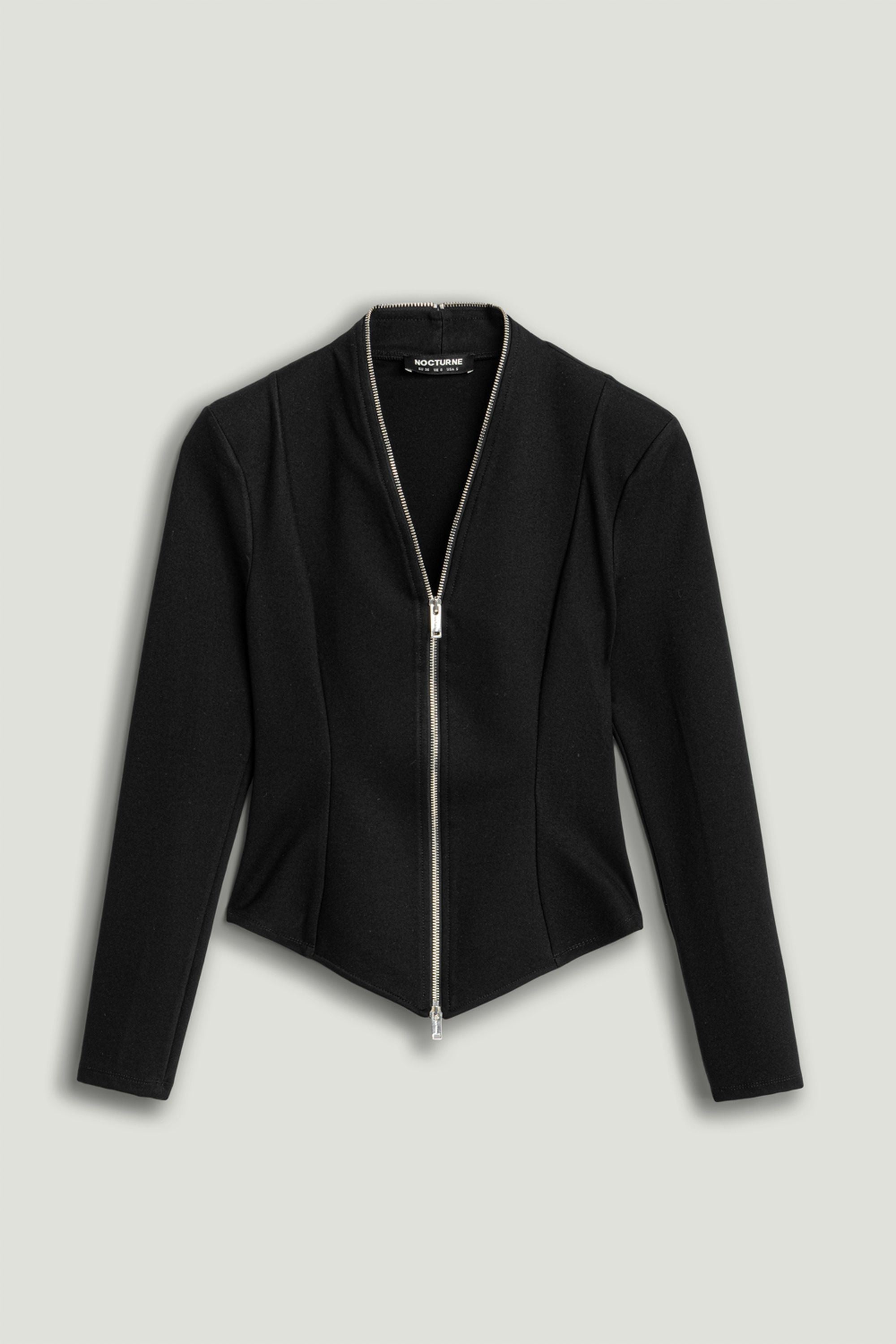 Black Zipper Detailed Blouse