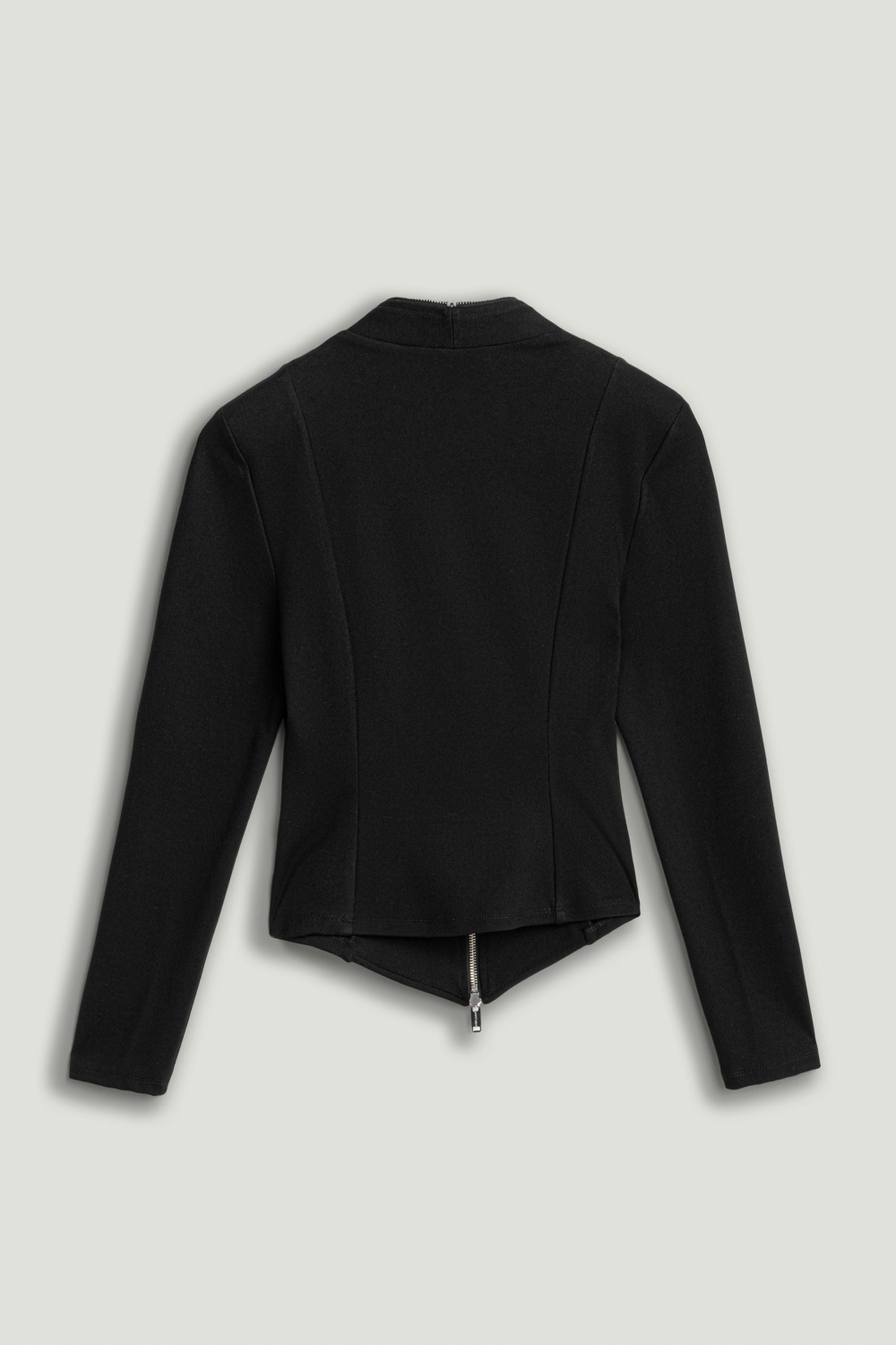 Black Zipper Detailed Blouse