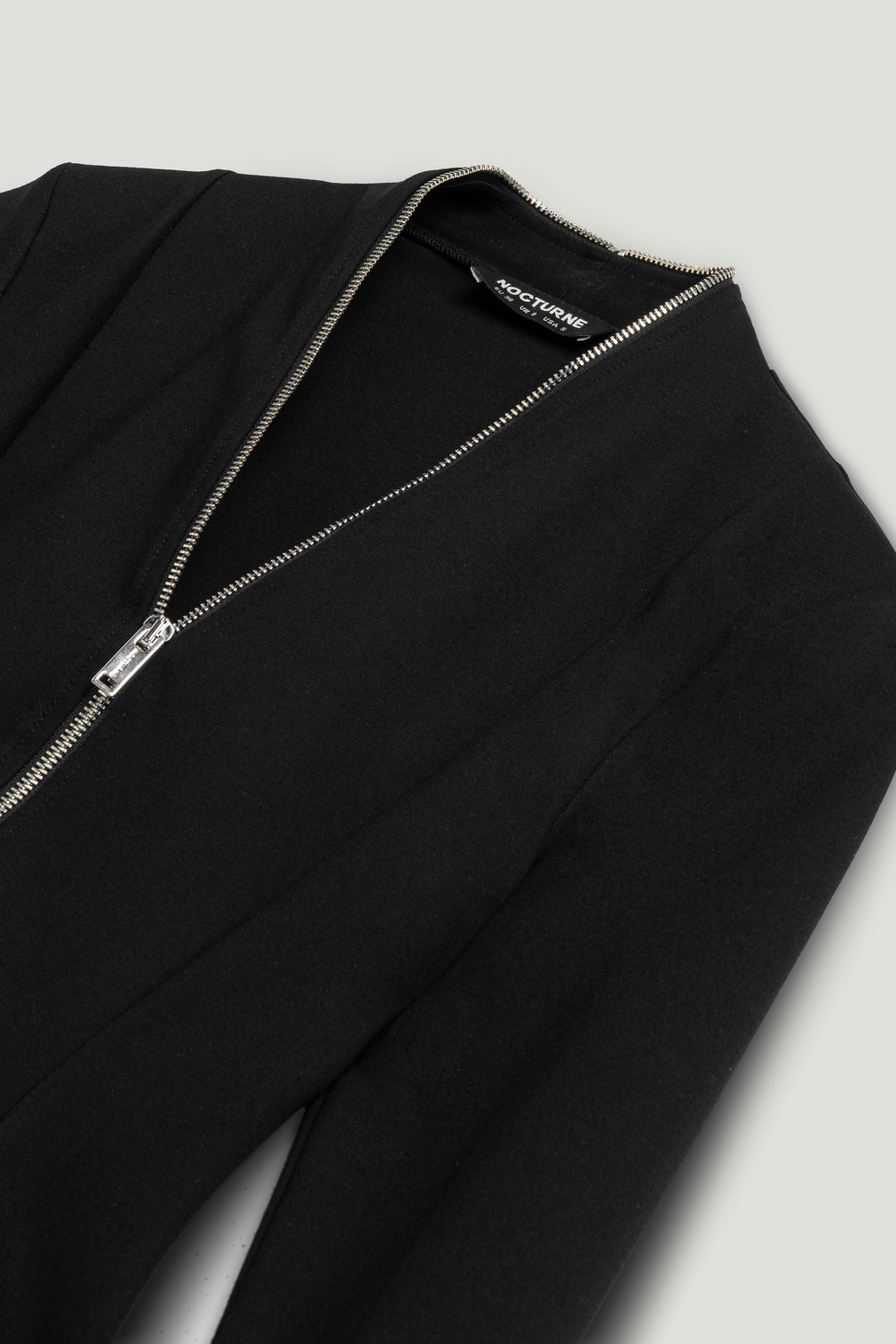Black Zipper Detailed Blouse