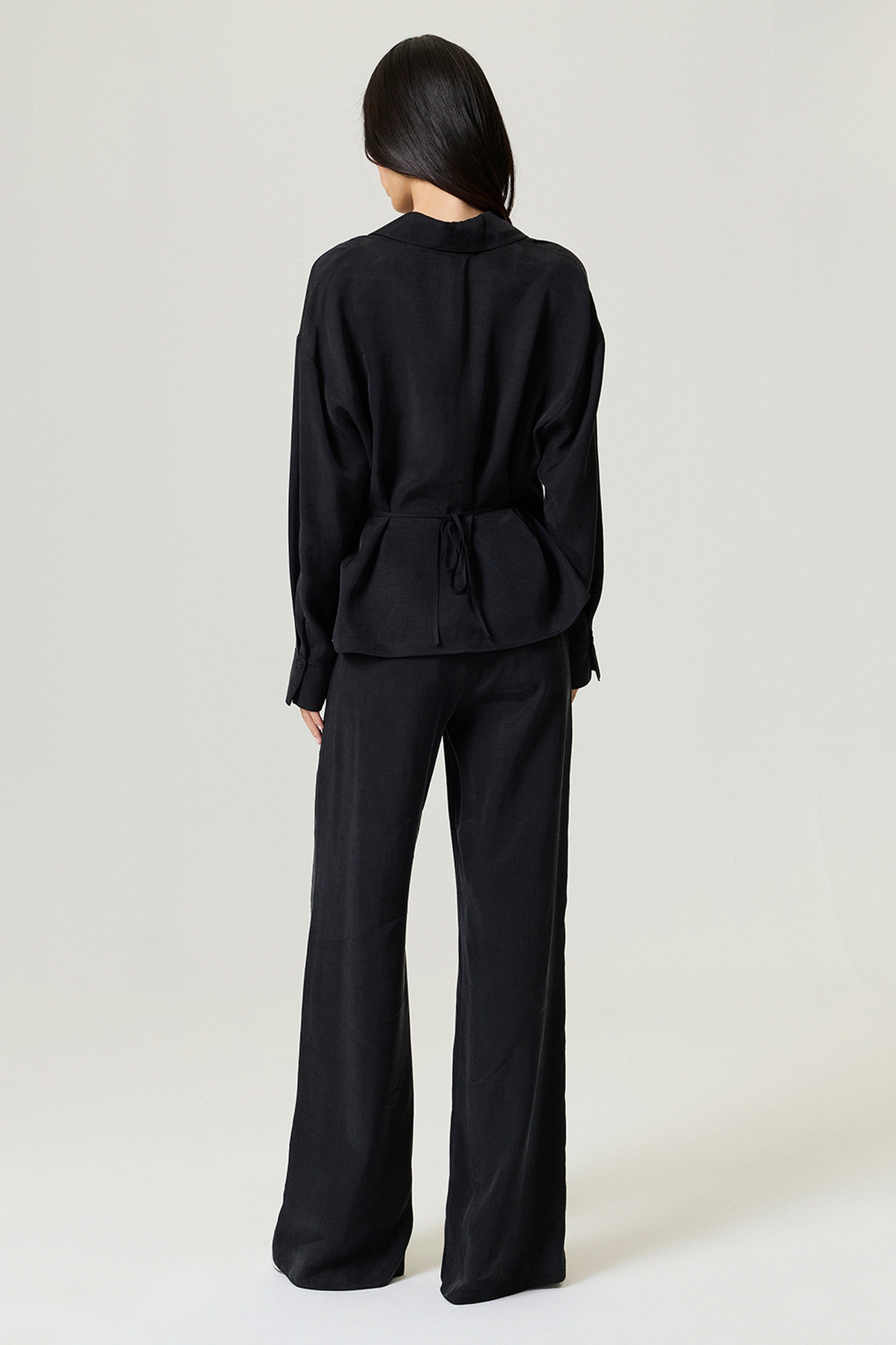 Black Logo Buckle Wrap Blouse