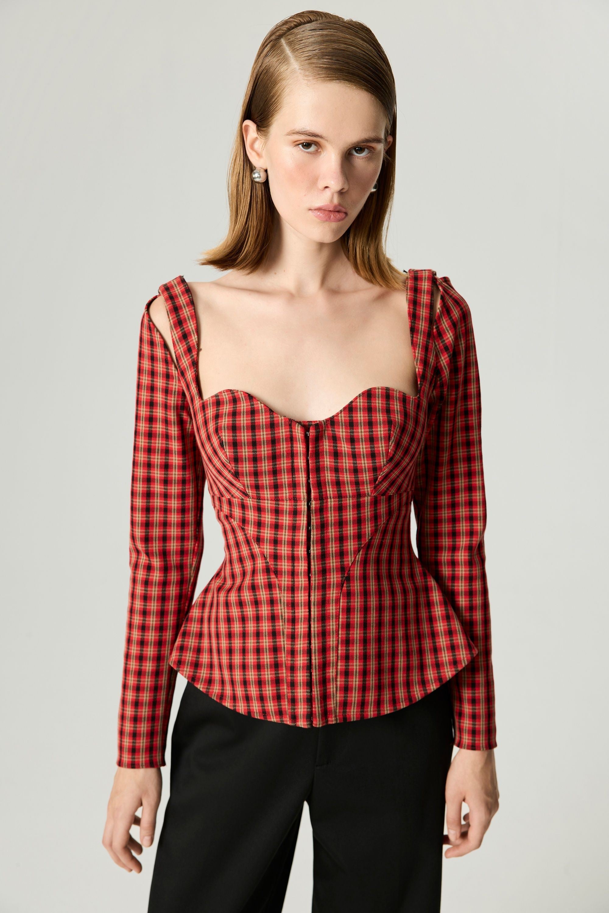 Checked Corset Top