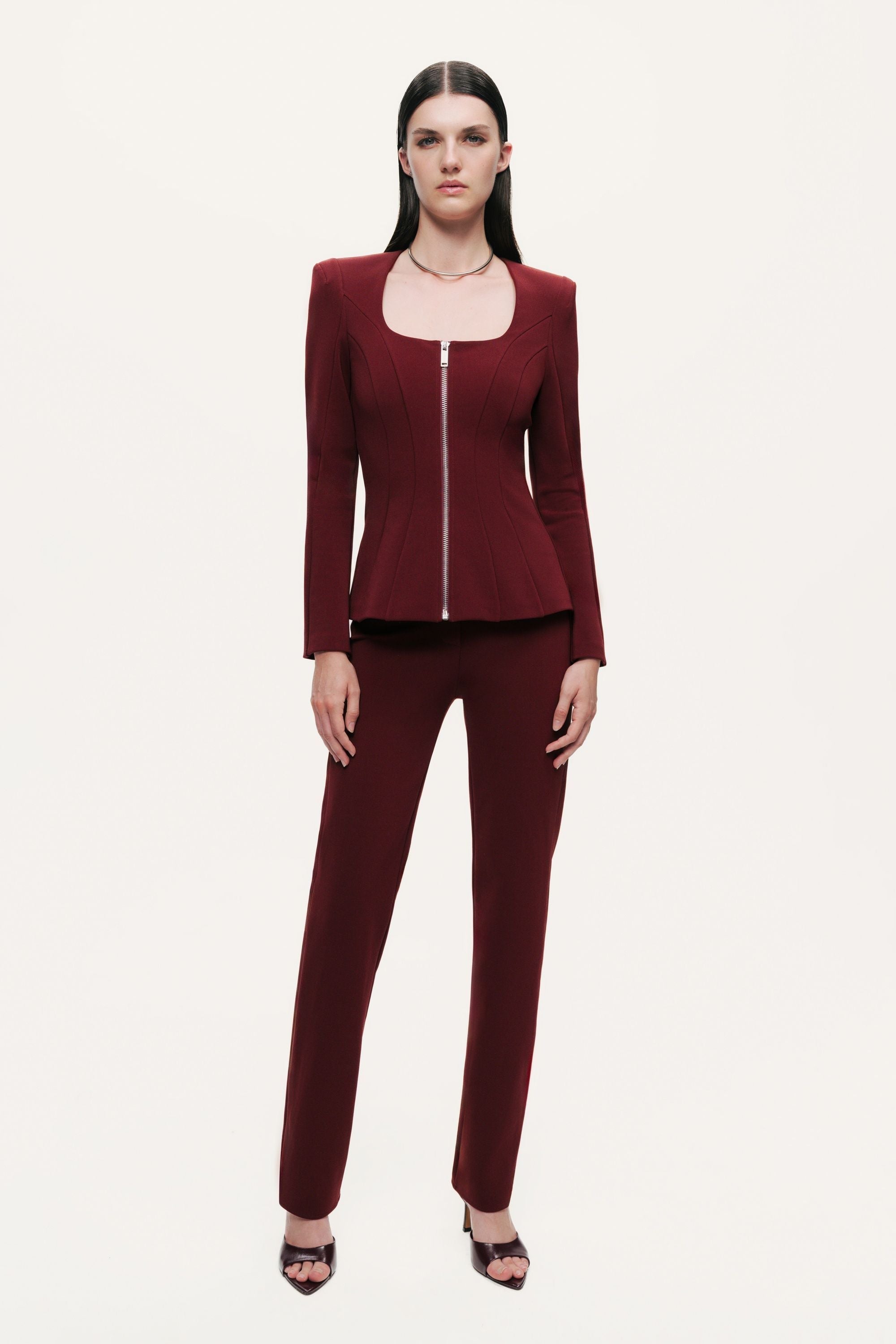 Zip-Front Structured Top