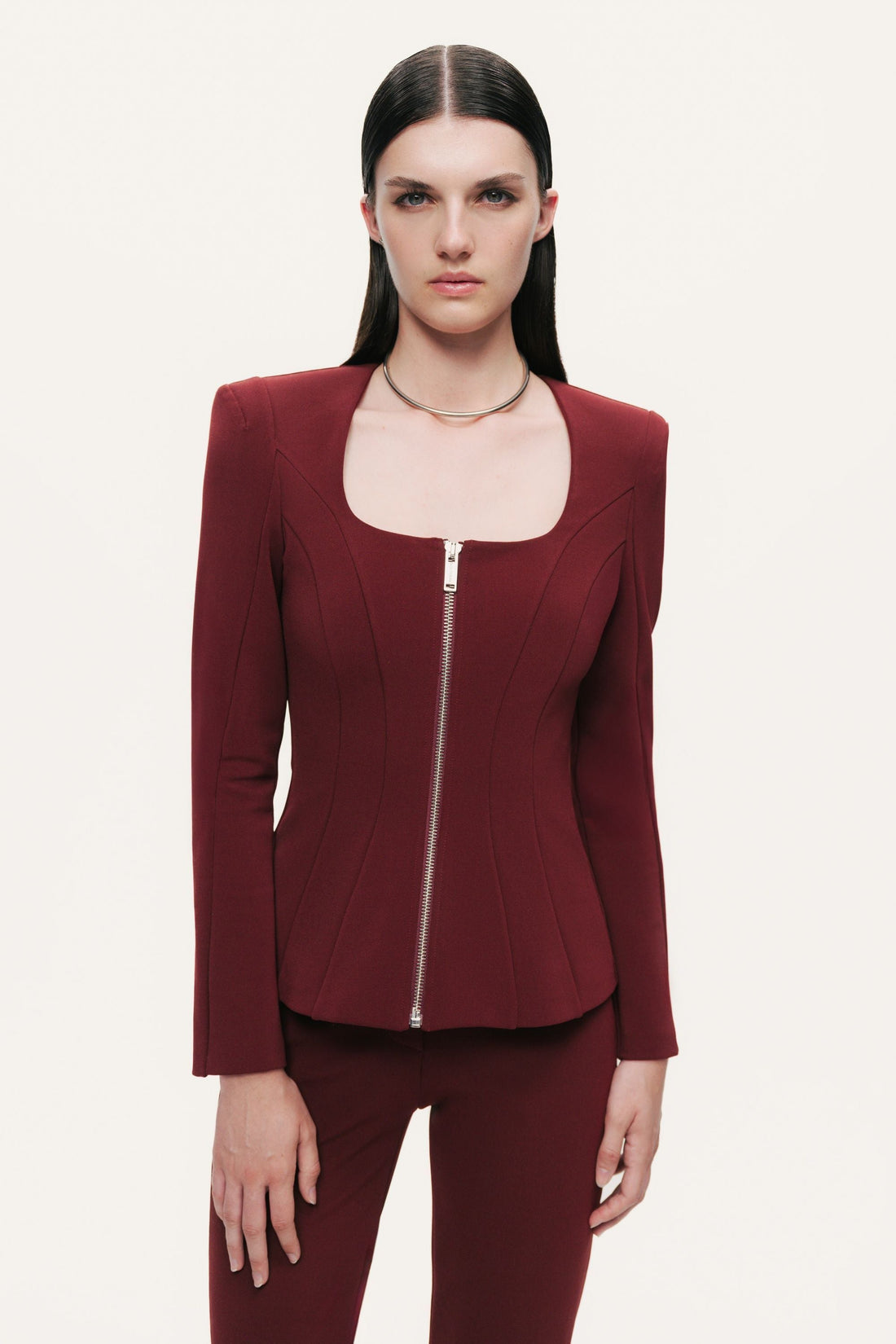 Zip-Front Structured Top