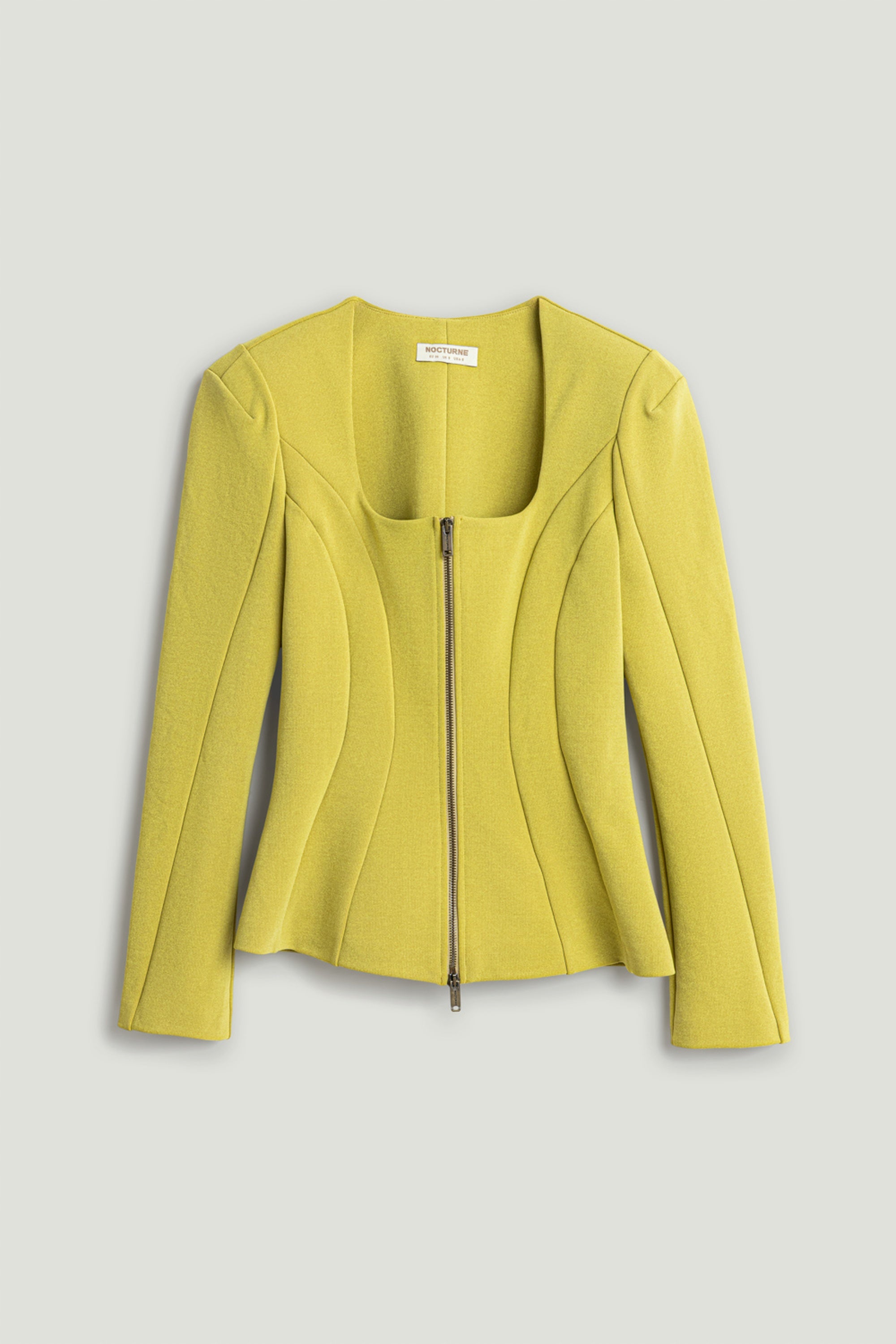 Zip-Front Structured Peplum Top