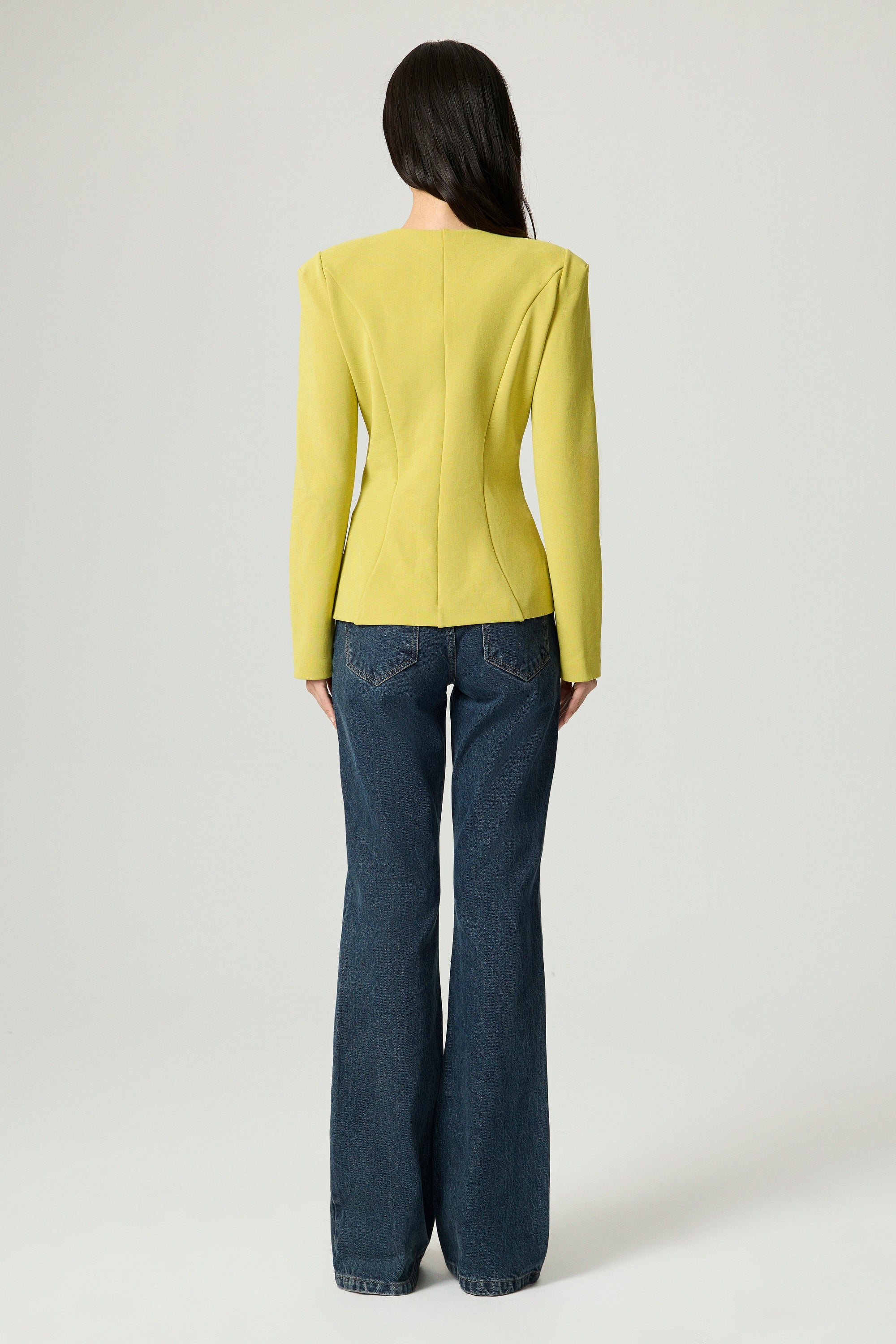 Zip-Front Structured Peplum Top