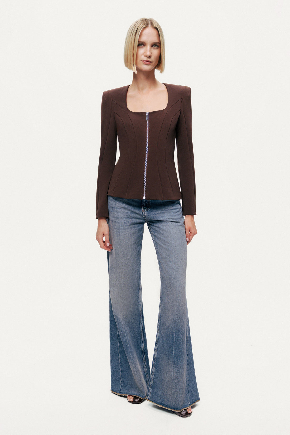 Zip-Front Structured Top