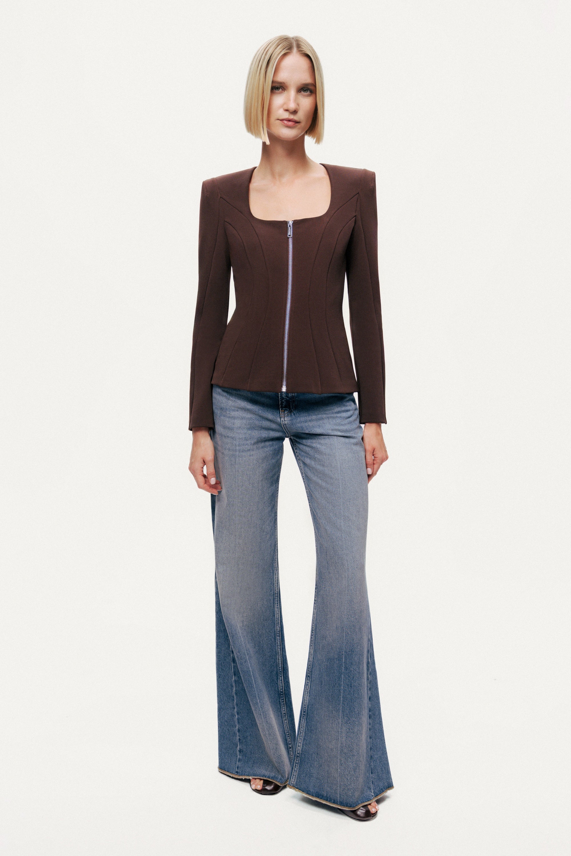 Zip-Front Structured Top