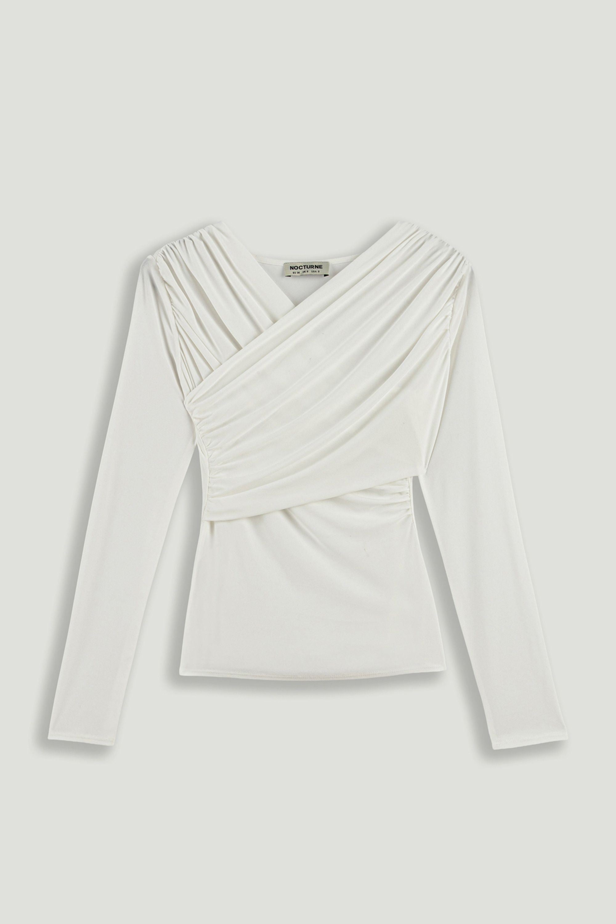 Draped Detail Long Sleeve Top