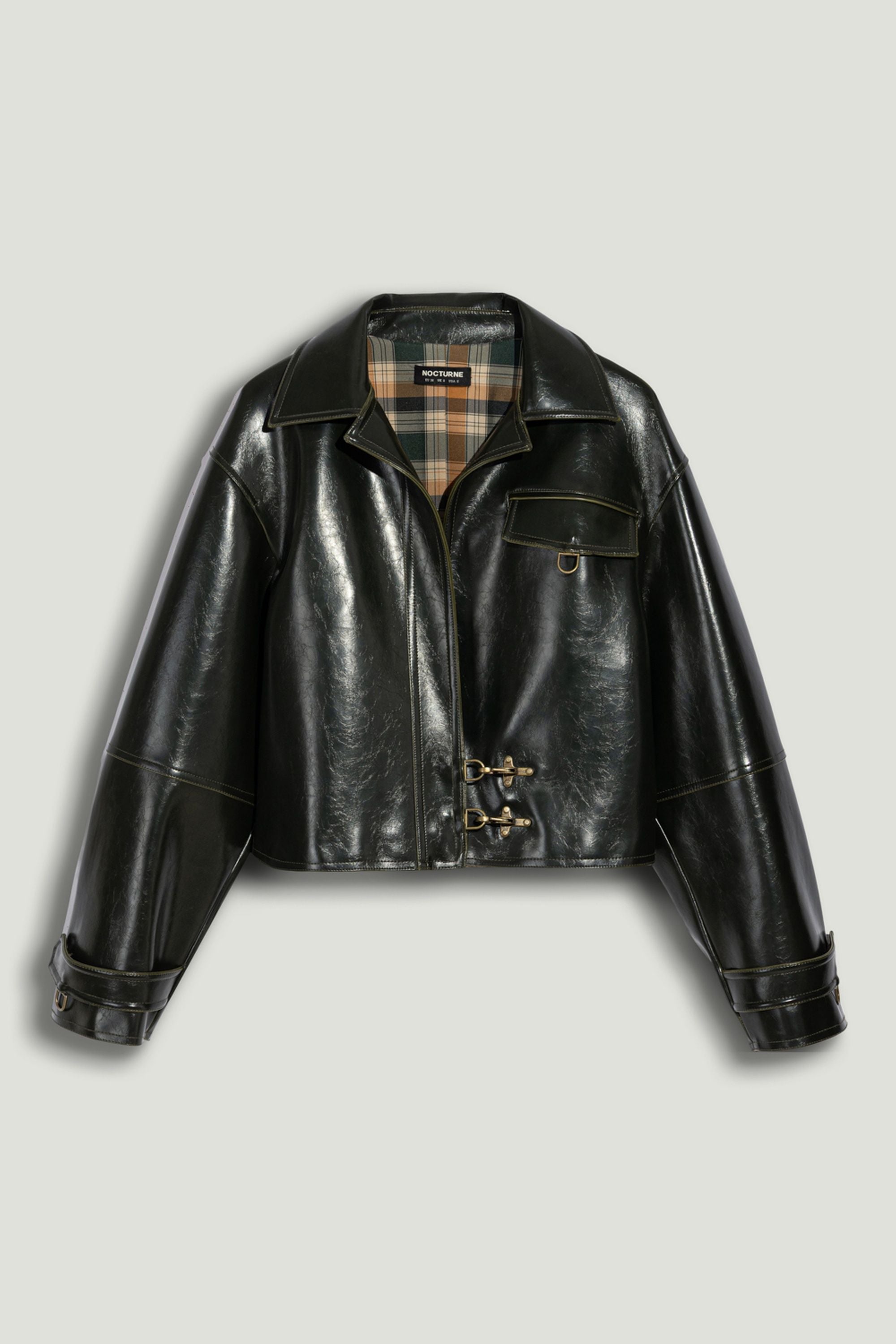 Buckle Detail Faux Leather Jacket