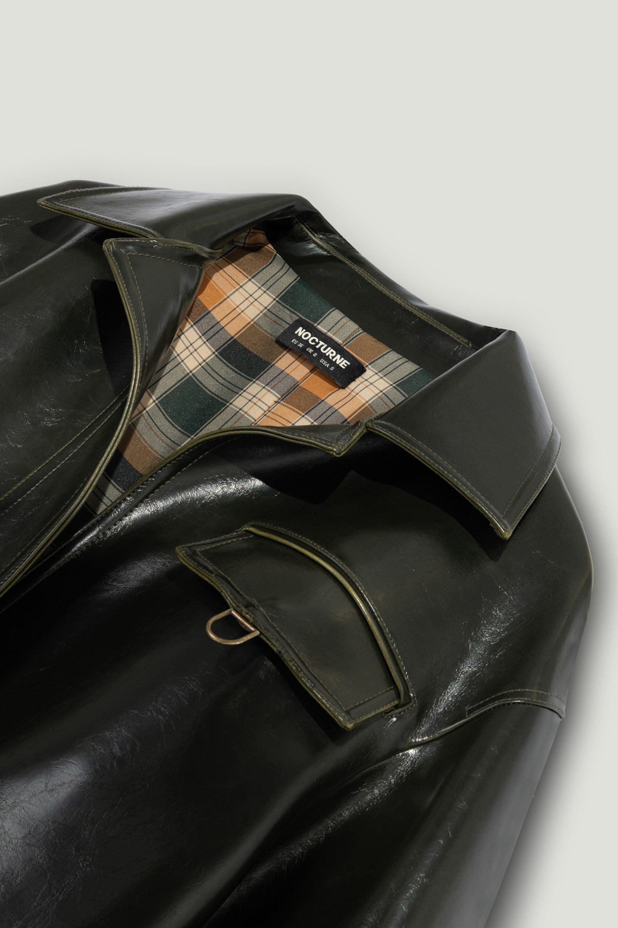 Buckle Detail Faux Leather Jacket