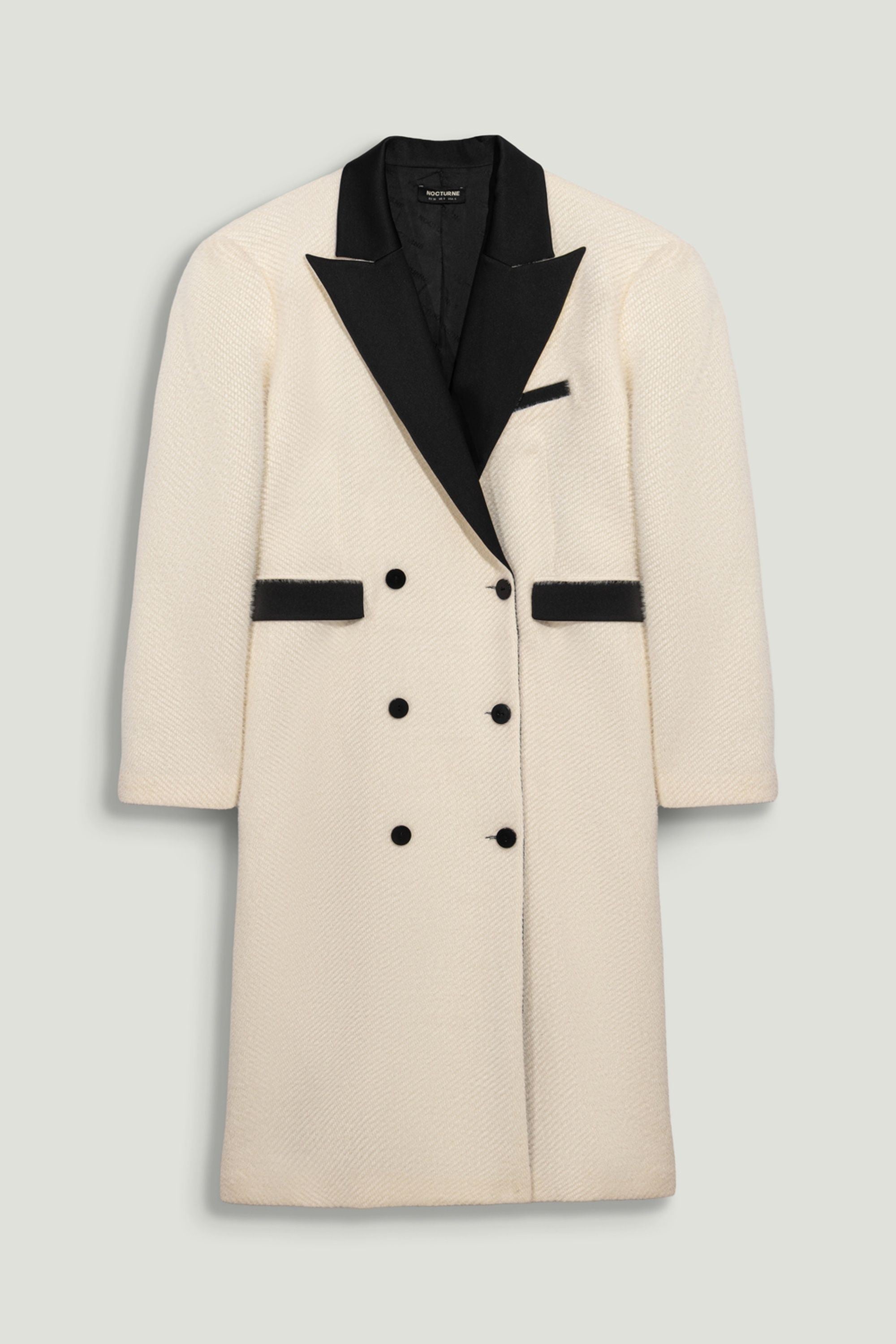 Contrast Lapel Double-Breasted Coat