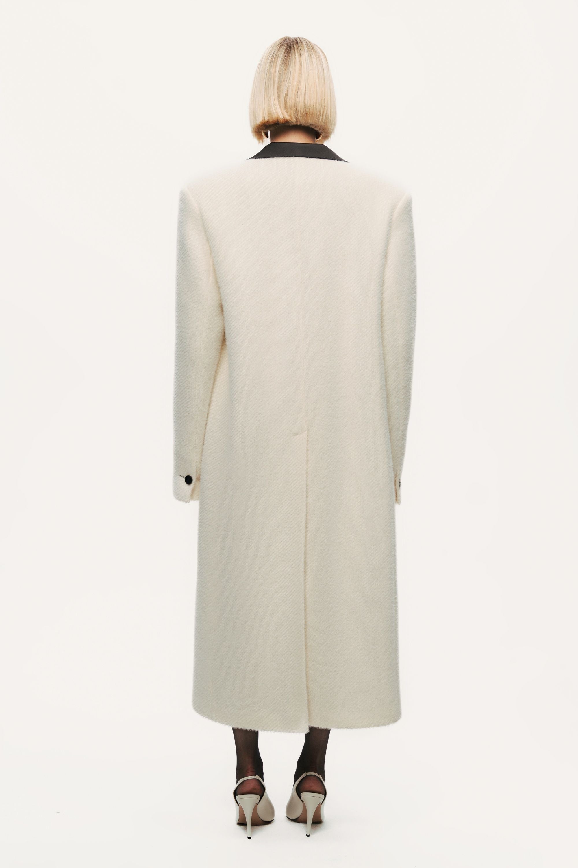 Contrast Lapel Double-Breasted Coat