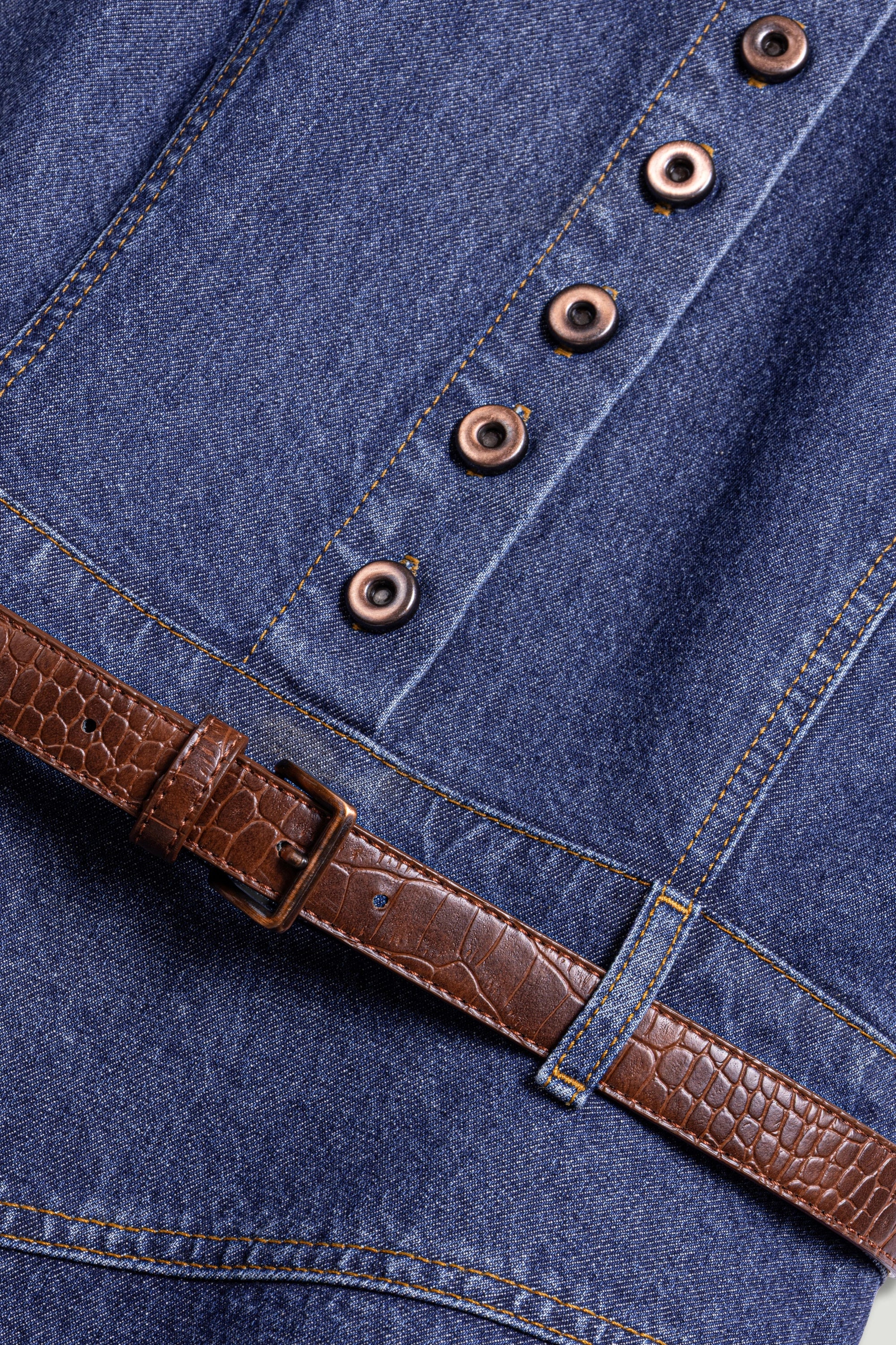 Belted Denim Mini Dress