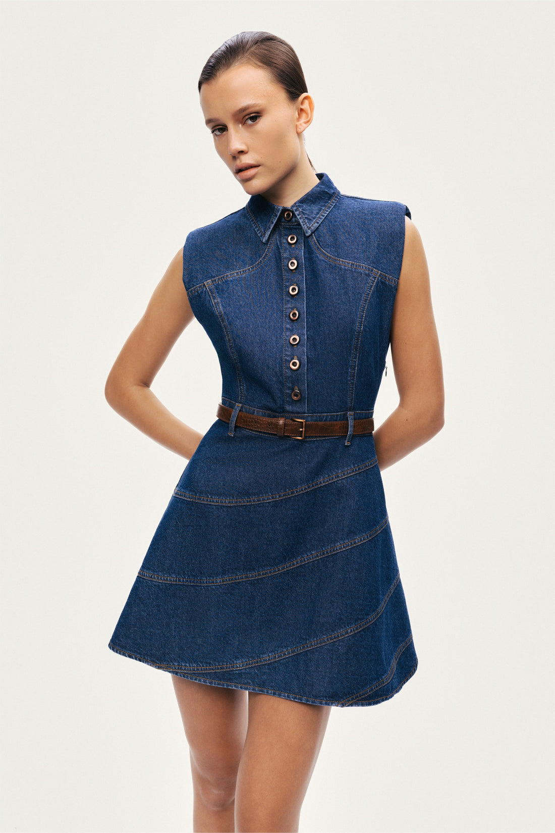 Belted Denim Mini Dress