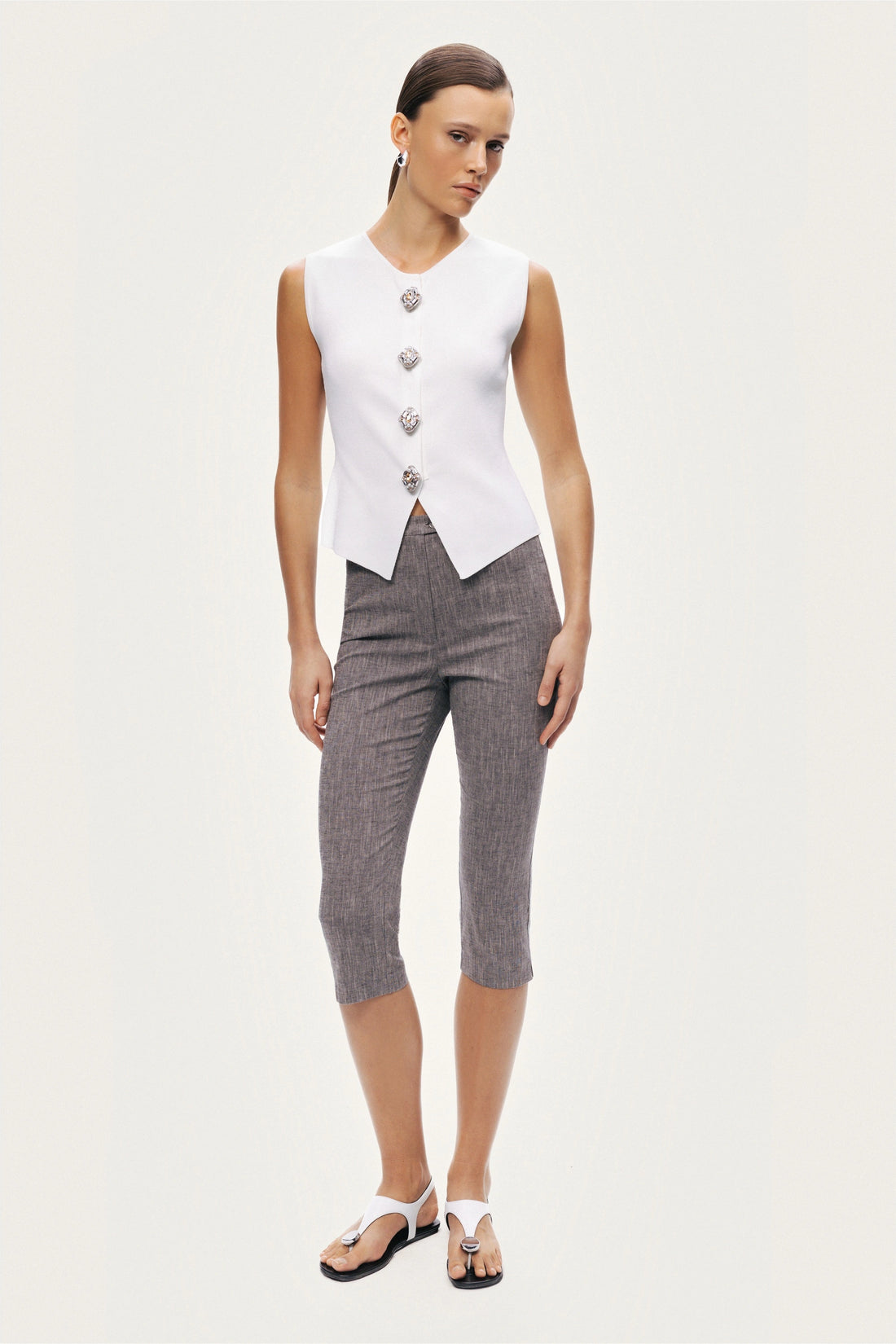 Embellished Sleeveless Knit Top