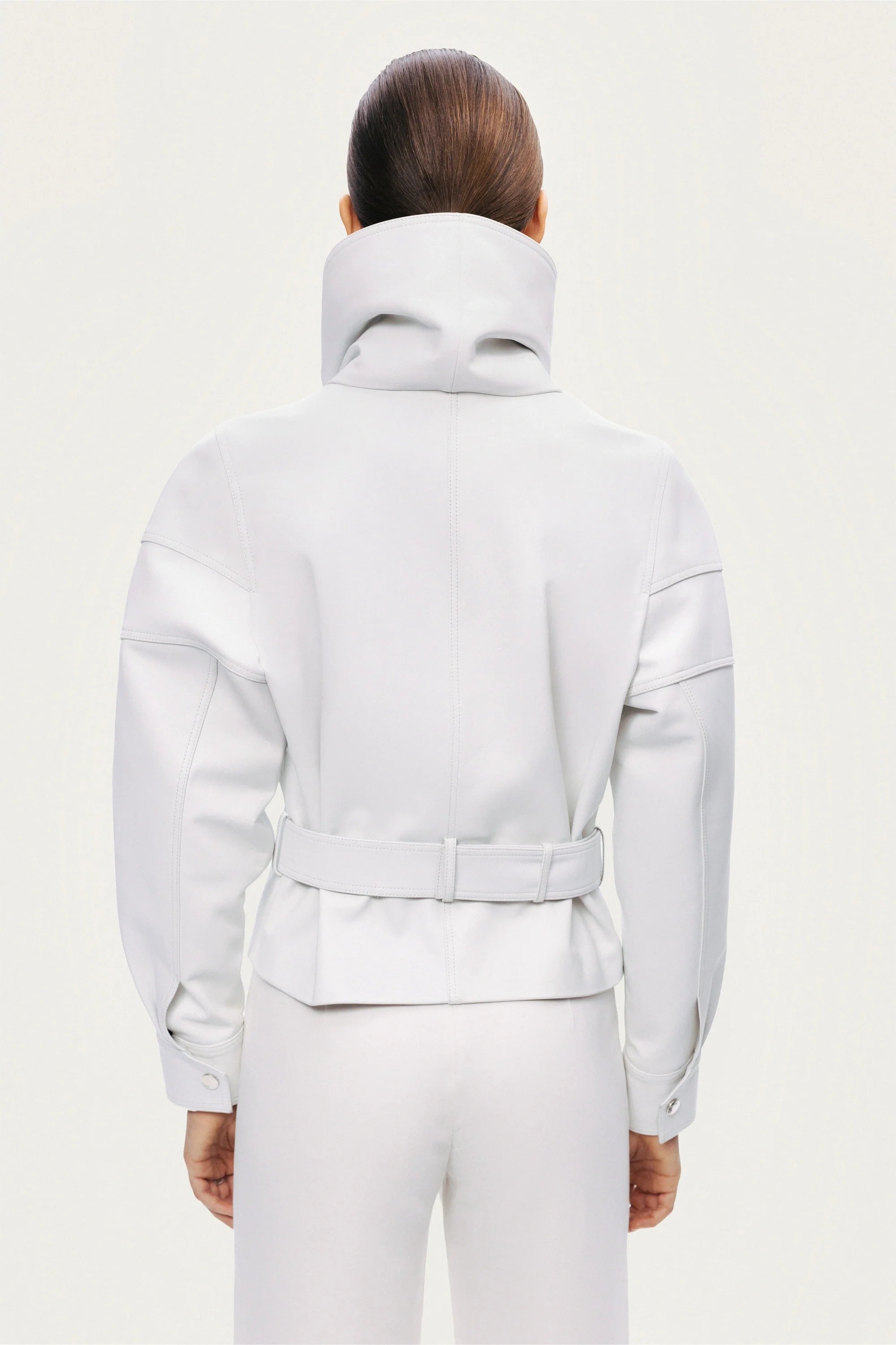 High-Neck Belted Jacket