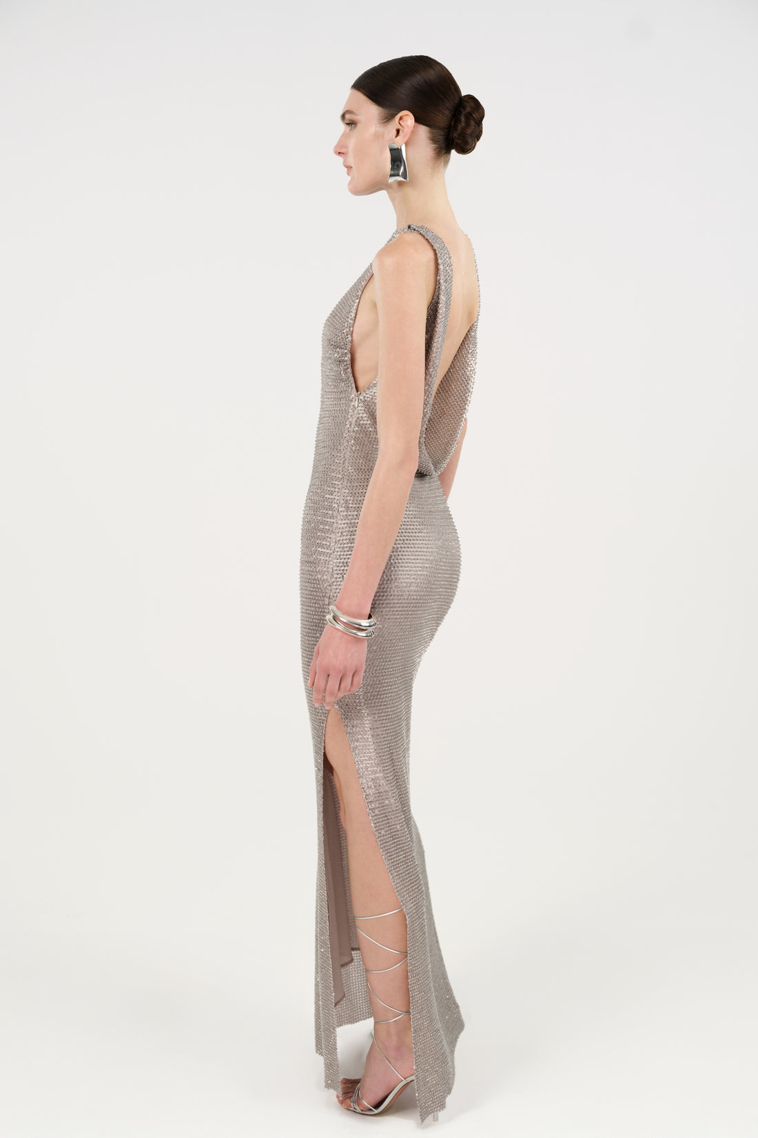 Sequin Open Back Maxi Dress