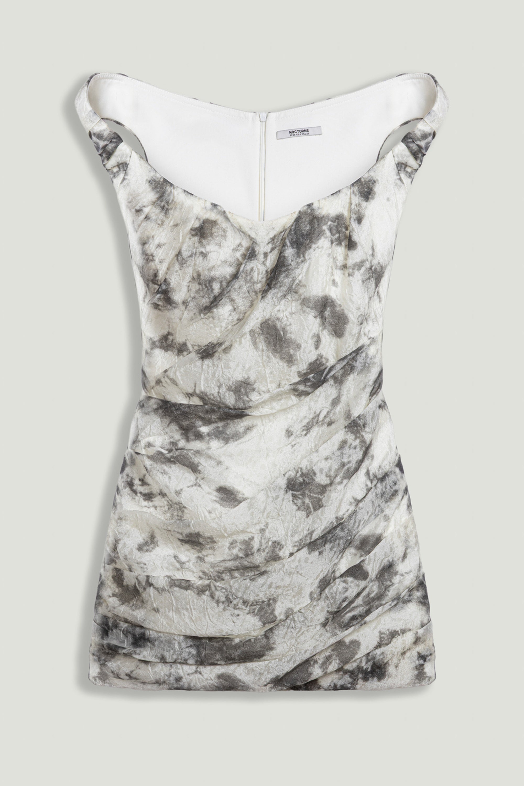 Abstract Print Off-Shoulder Ruched Mini Dress