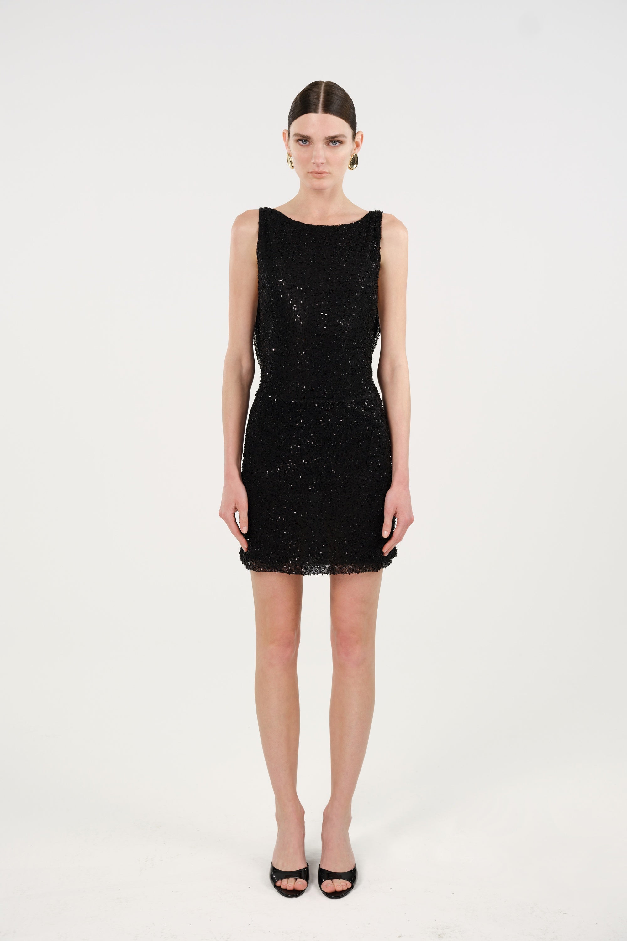Sequin Open Back Mini Dress