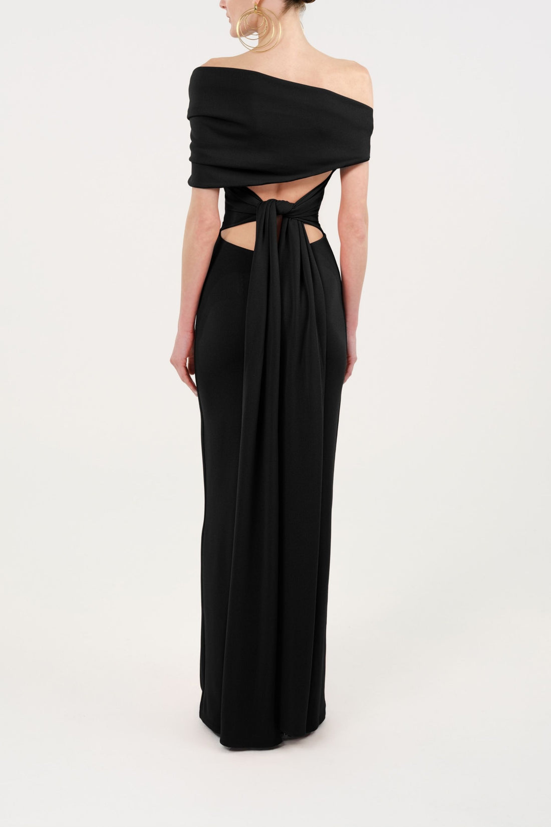 Asymmetric Off-Shoulder Draped Maxi Dress