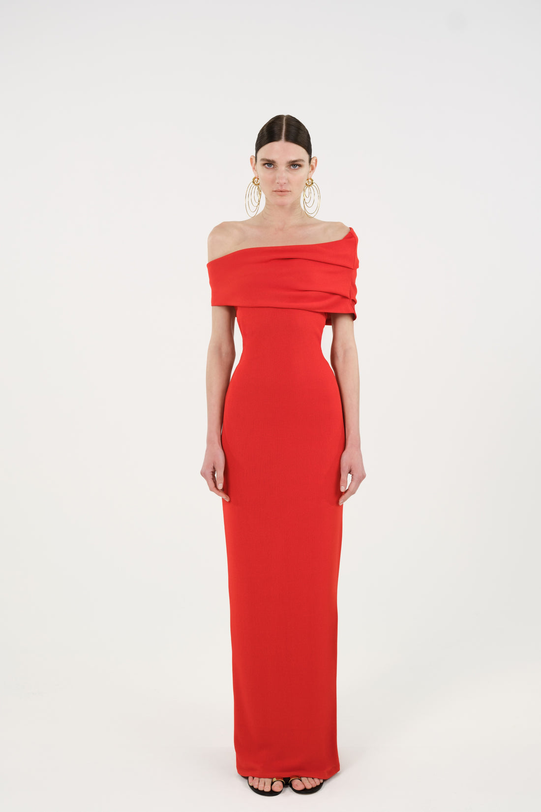 Asymmetric Off-Shoulder Maxi Dress with Cutout Detail