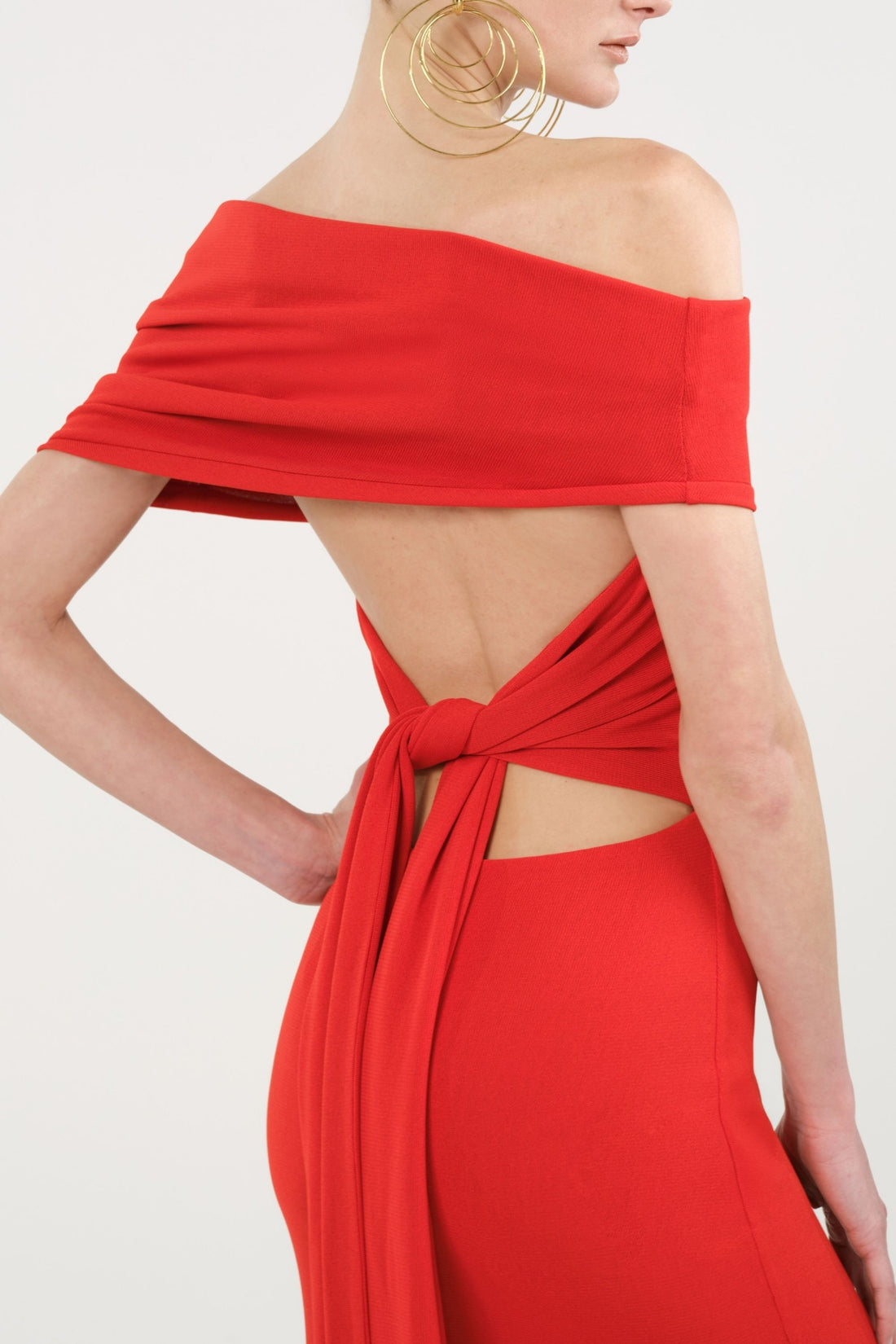 Asymmetric Off-Shoulder Maxi Dress with Cutout Detail