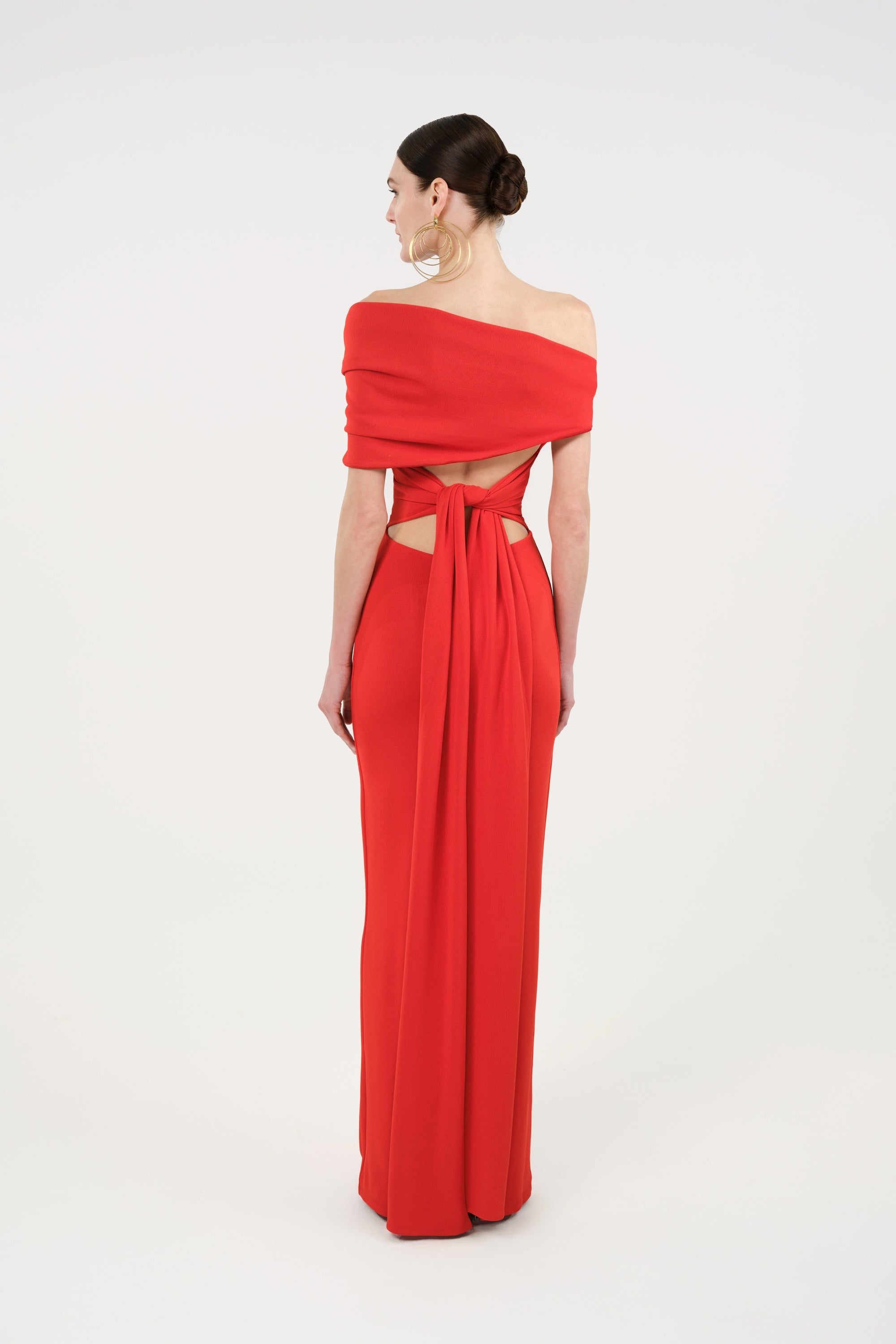 Asymmetric Off-Shoulder Maxi Dress with Cutout Detail