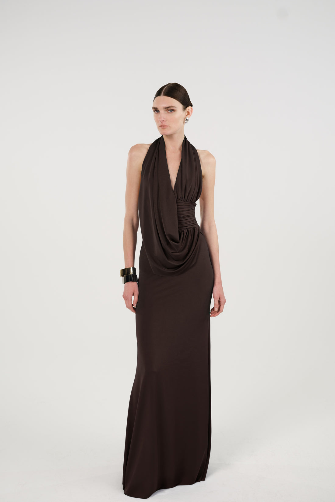 Draped Halterneck Maxi Dress