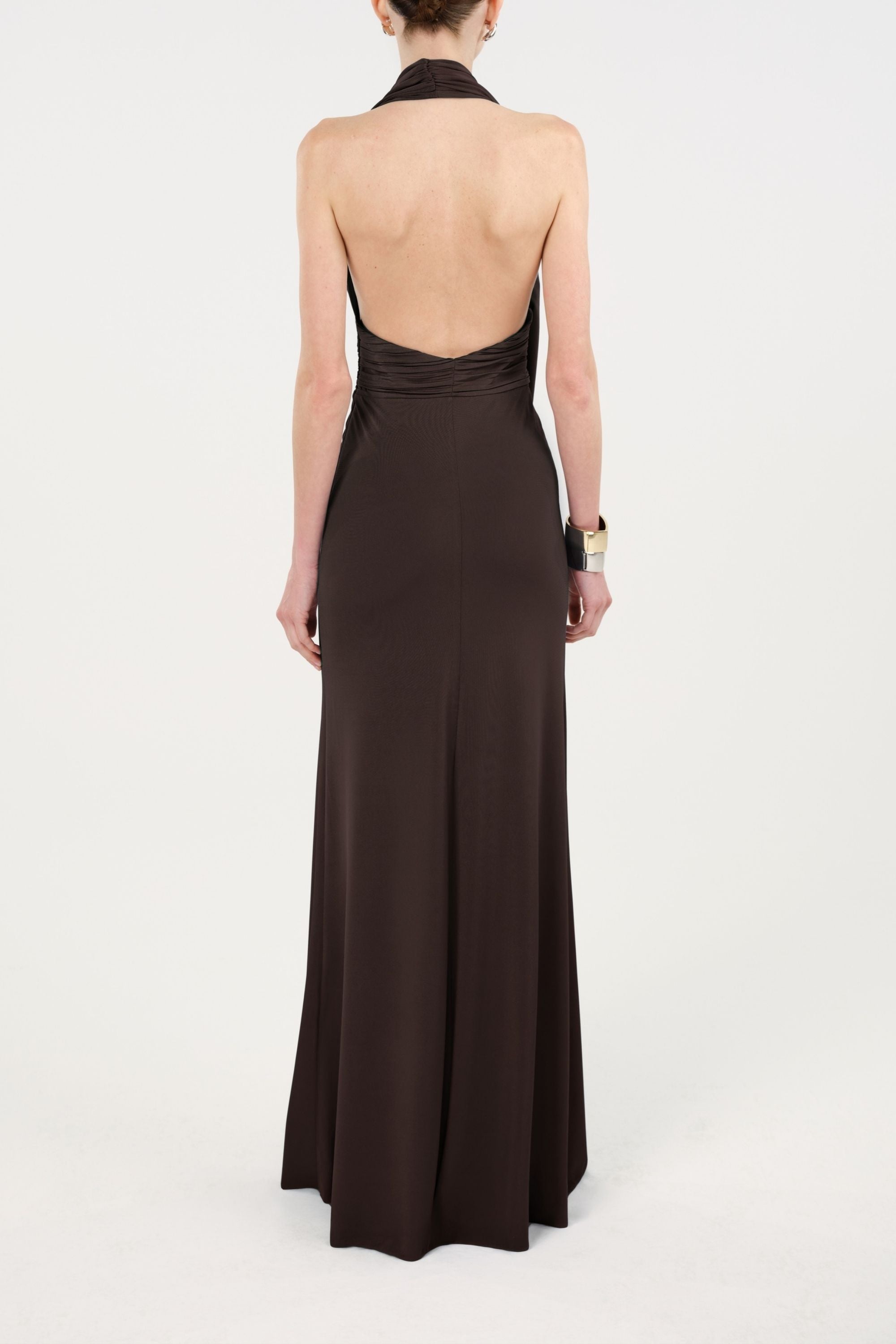 Draped Halterneck Maxi Dress