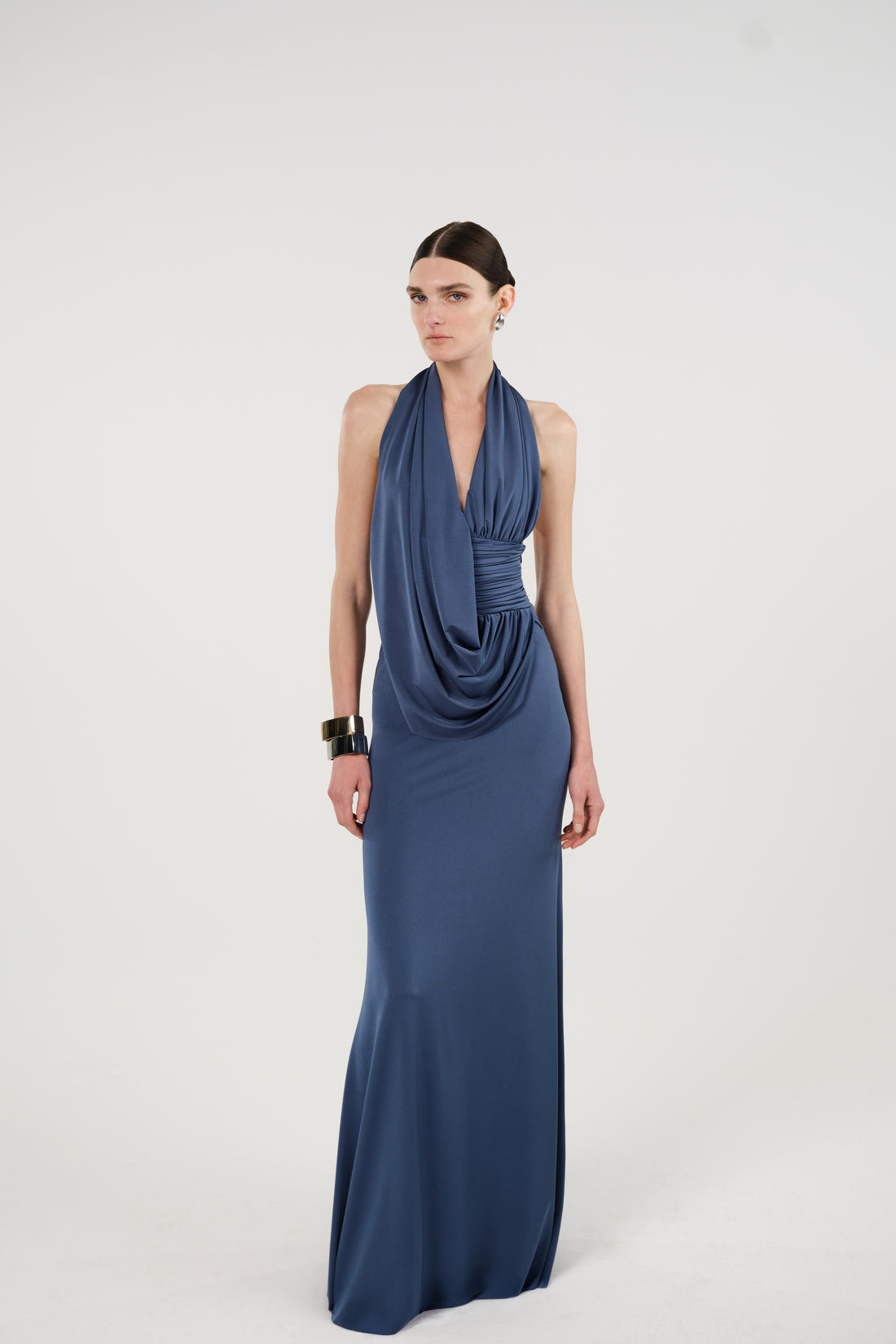 Draped Halterneck Maxi Dress