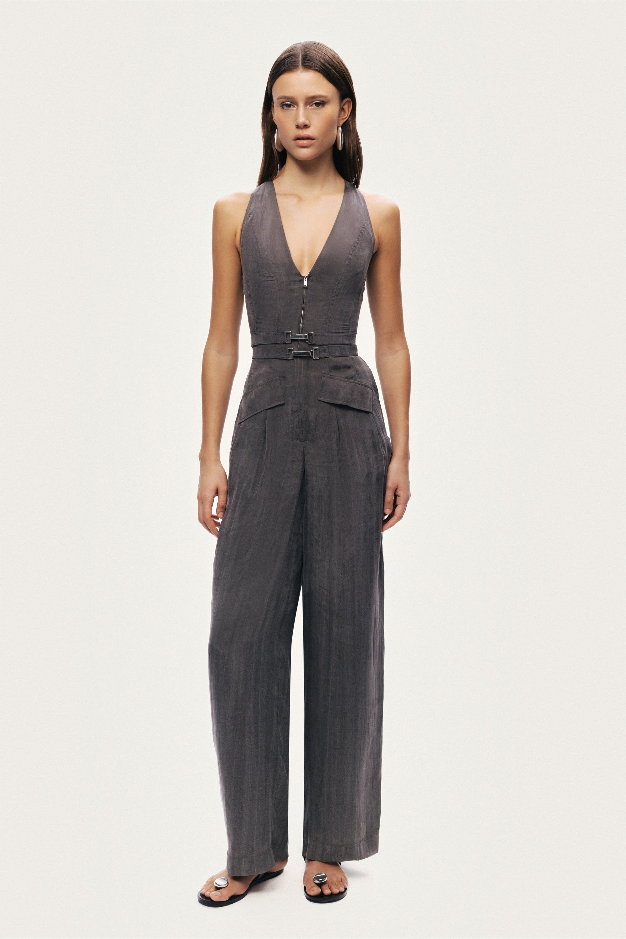 Metal Belt Detail Jumpsuit