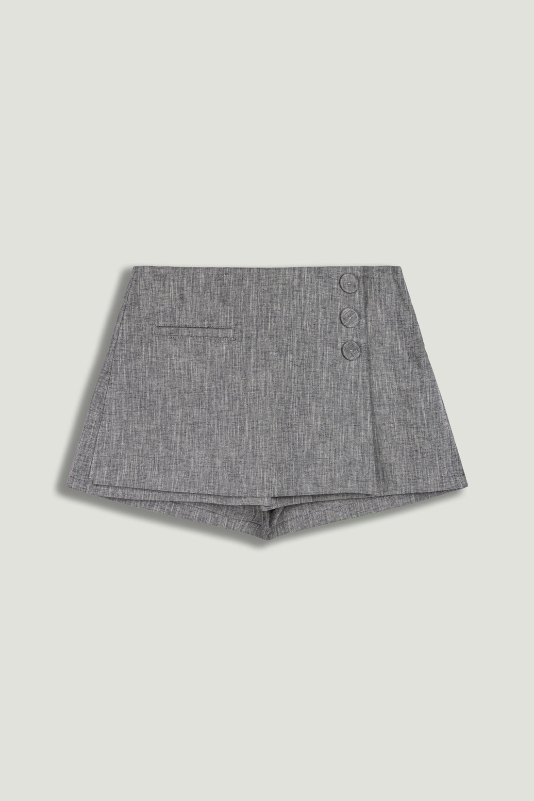Button Detail Linen Blend Skort