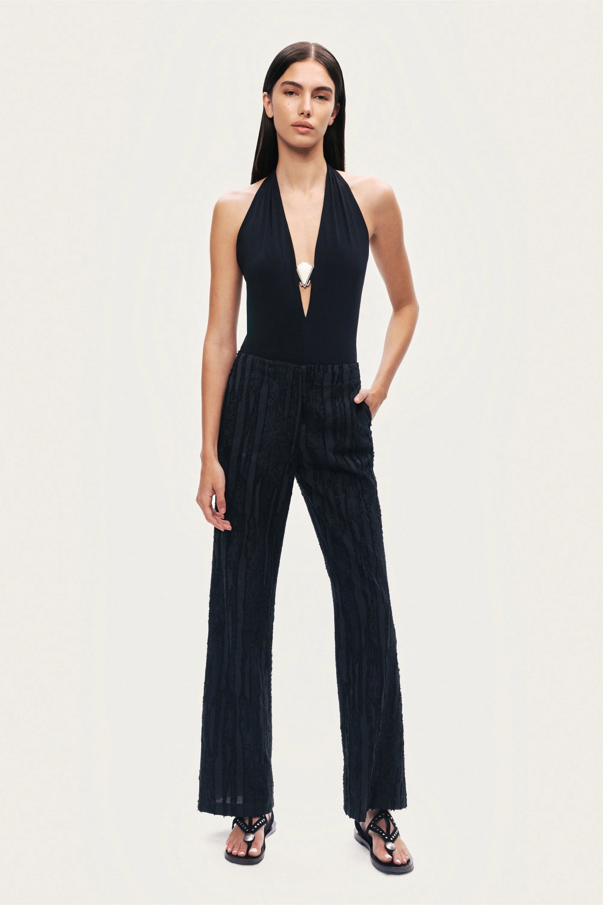 Halter Deep V Blouse