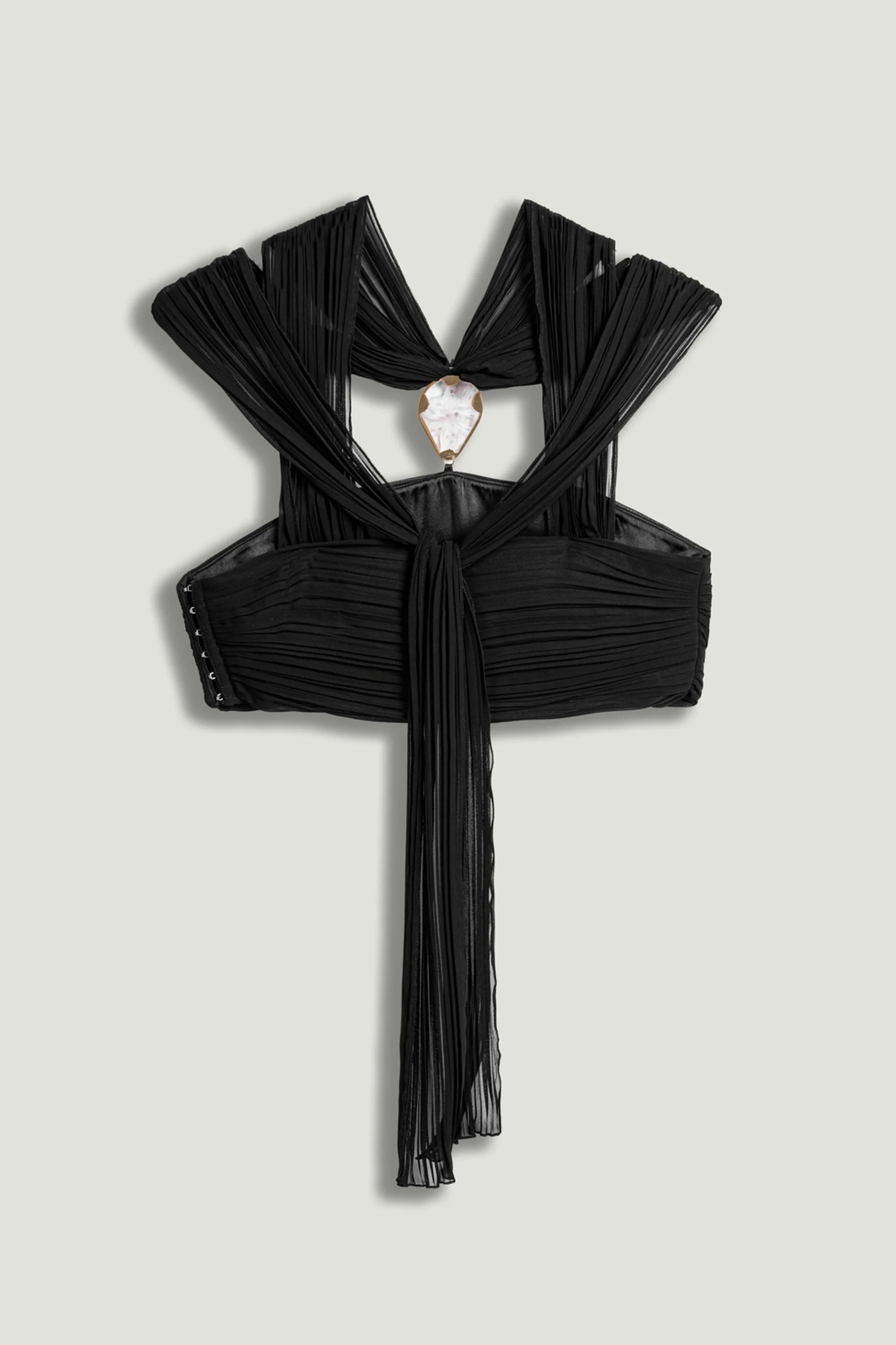 Black Strapless Draped Bustier Top