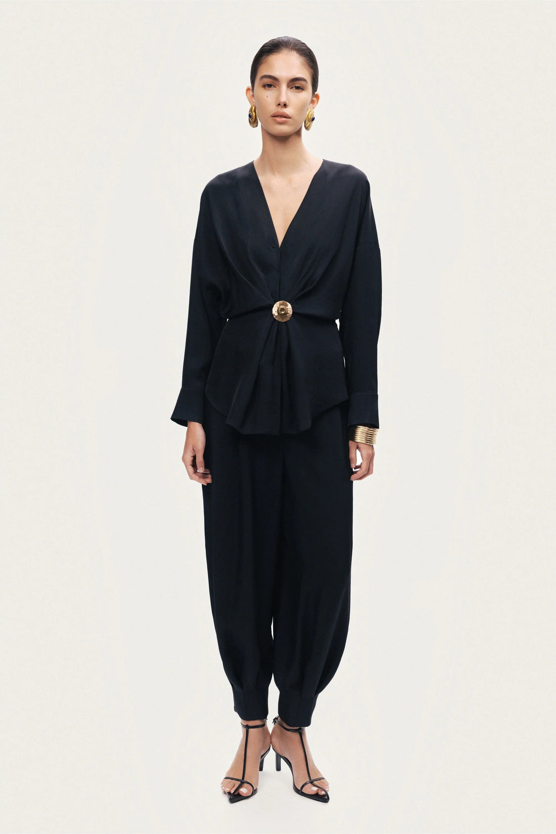 Draped Buckle-Detail Shirt