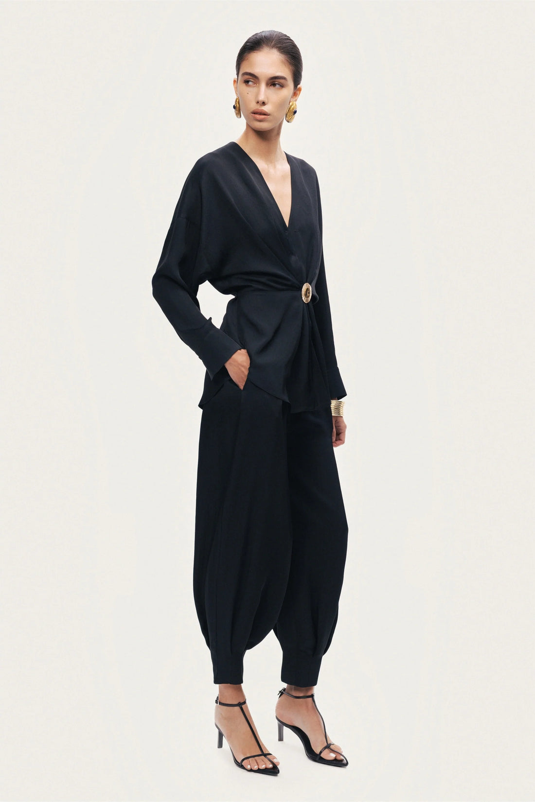 Draped Buckle-Detail Shirt