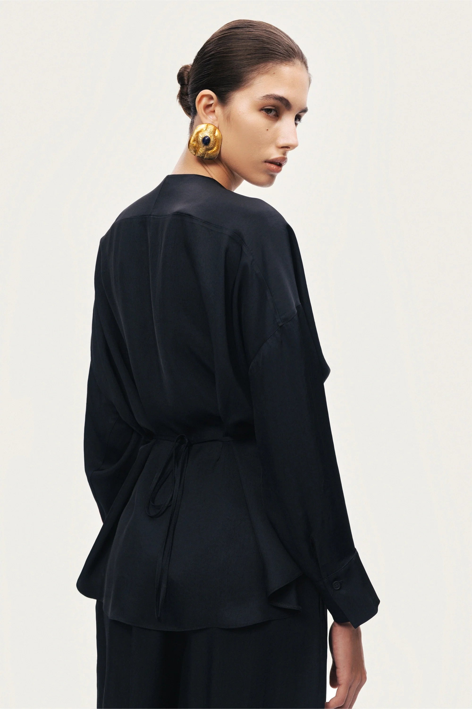 Draped Buckle-Detail Shirt