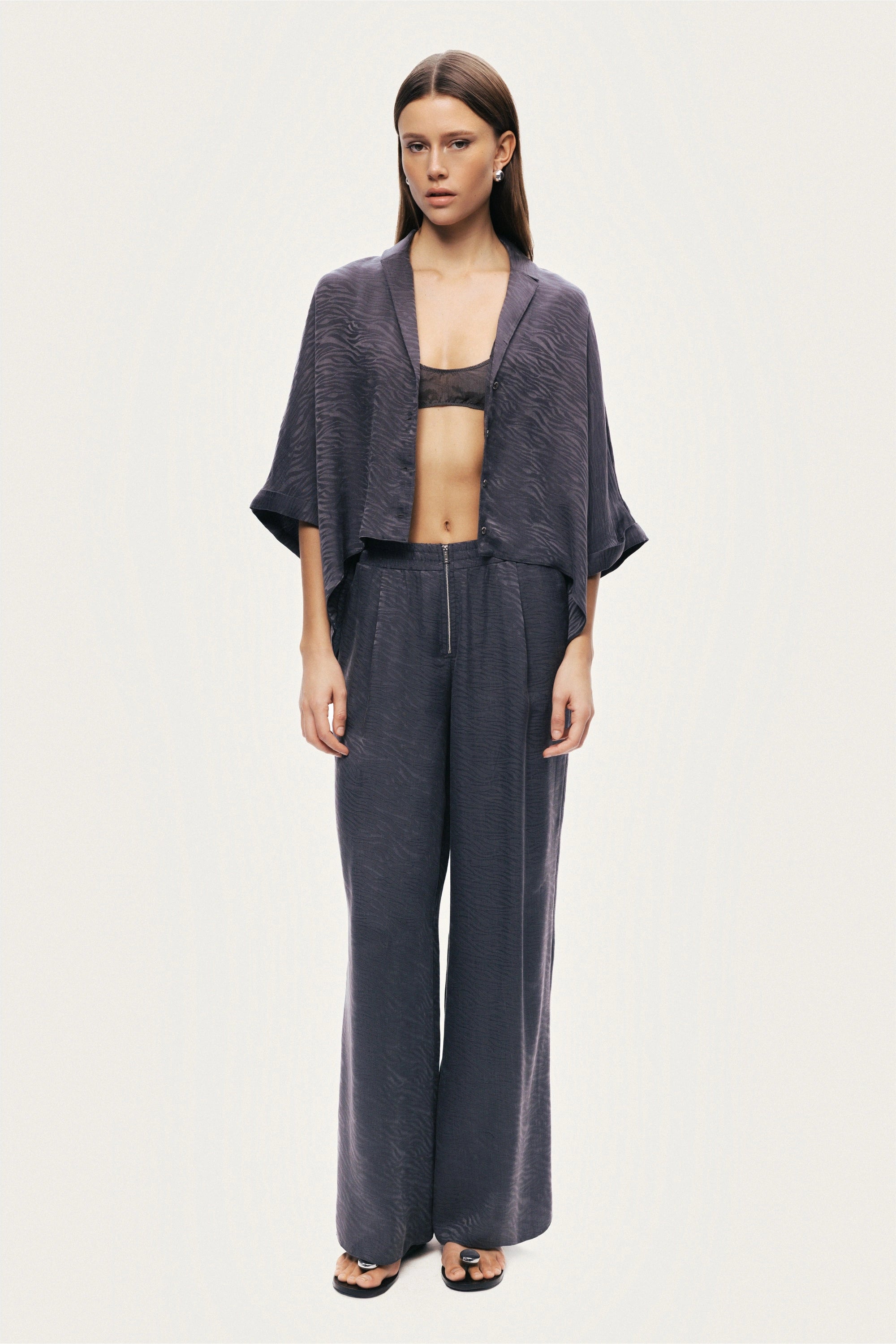 Relaxed Short-Sleeve Textured Shirt