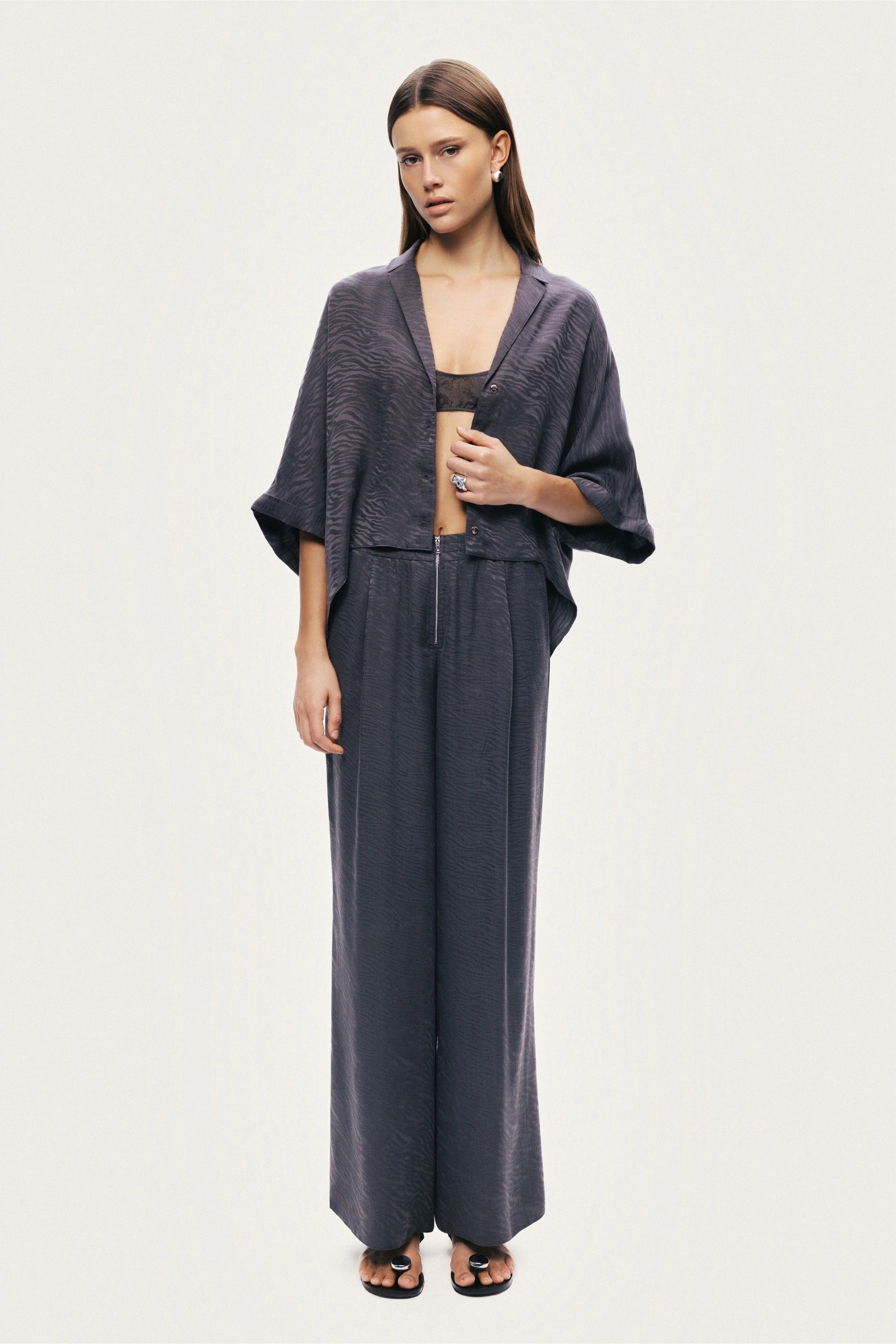 Relaxed Short-Sleeve Textured Shirt