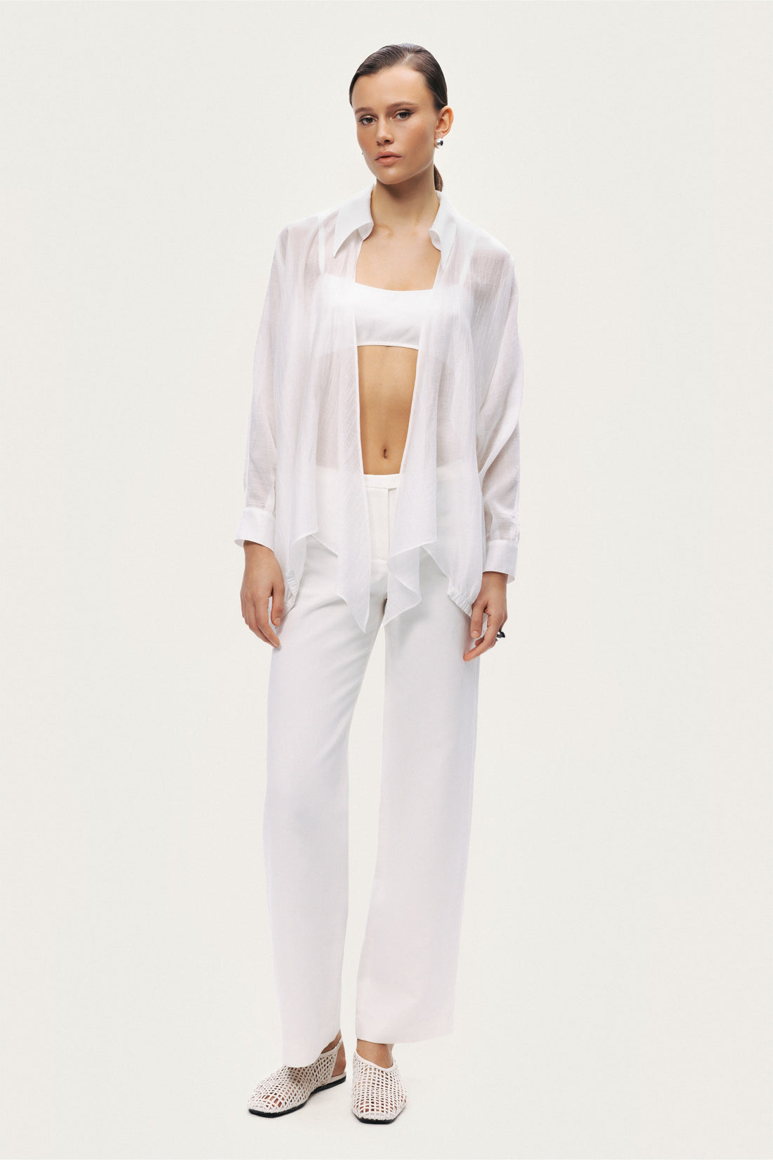 Tie Detail Layered Collar Shirt