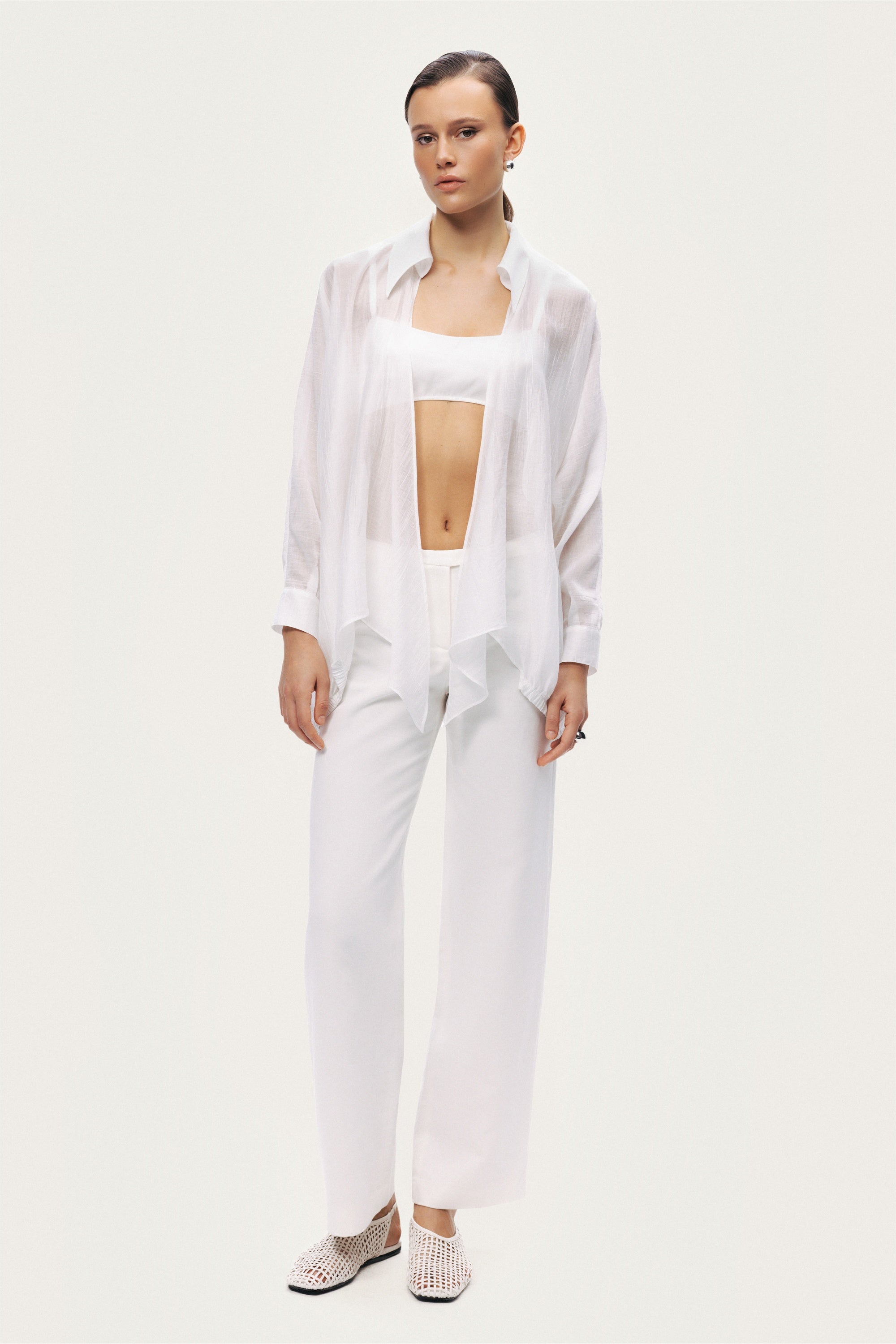 Tie Detail Layered Collar Shirt