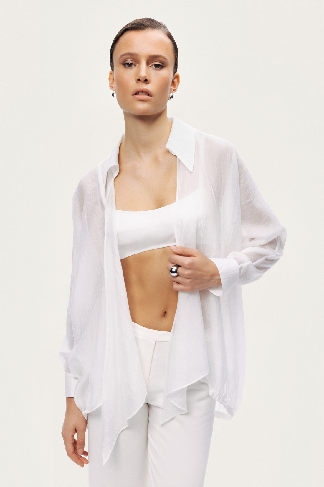 Tie Detail Layered Collar Shirt