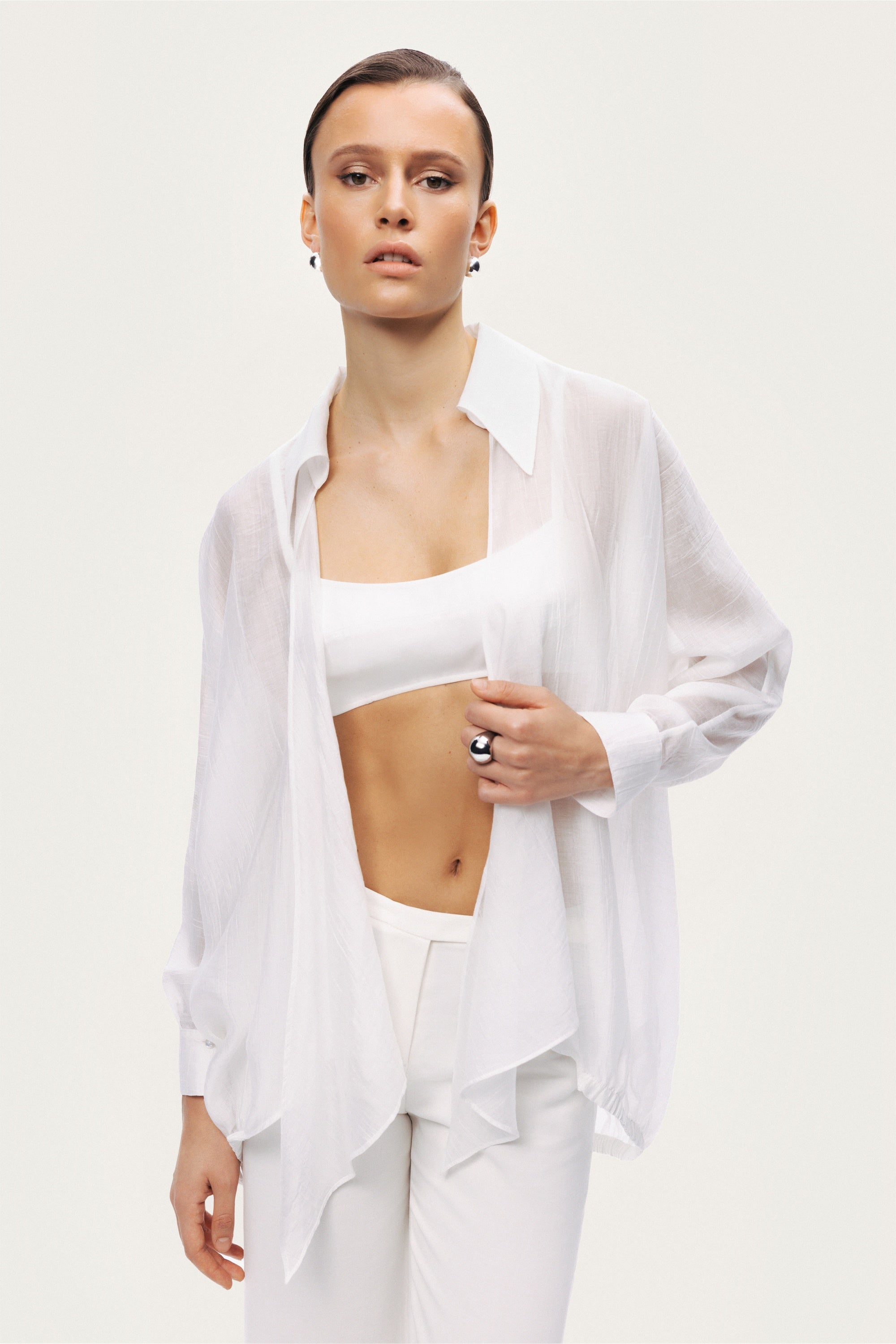 Tie Detail Layered Collar Shirt