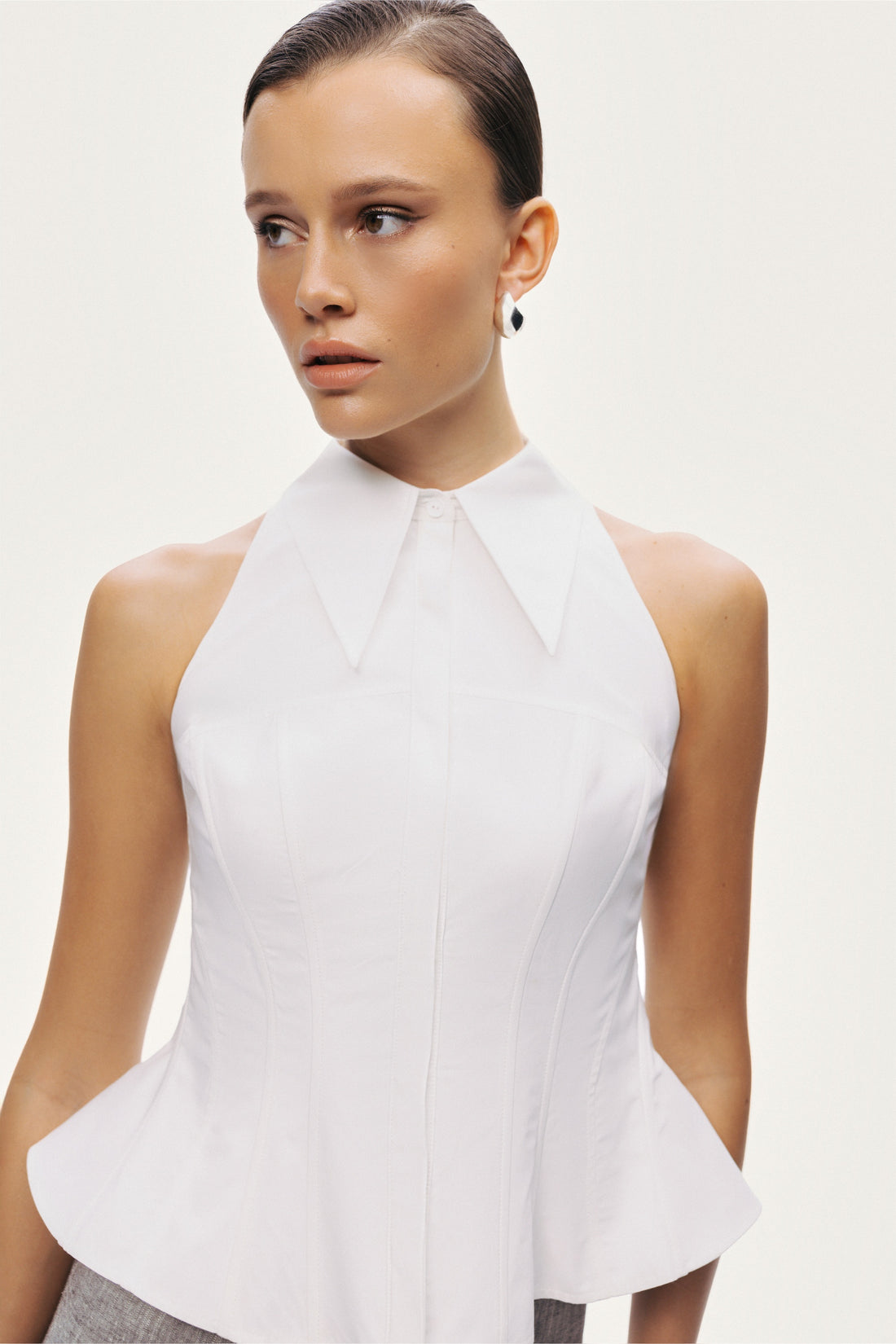 Structured Halter Peplum Top